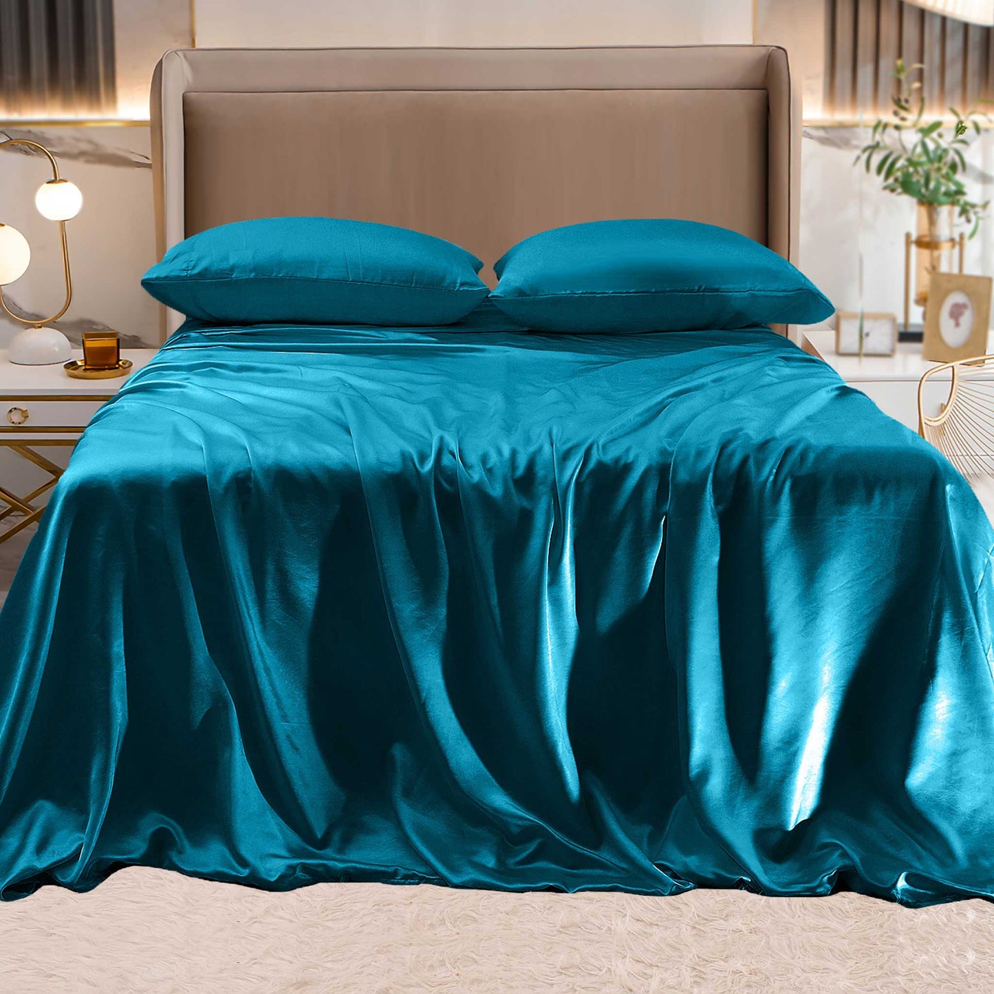 Elegant Comfort Fine 4-Piece Silky Satin Sheet Set, Bright Shades