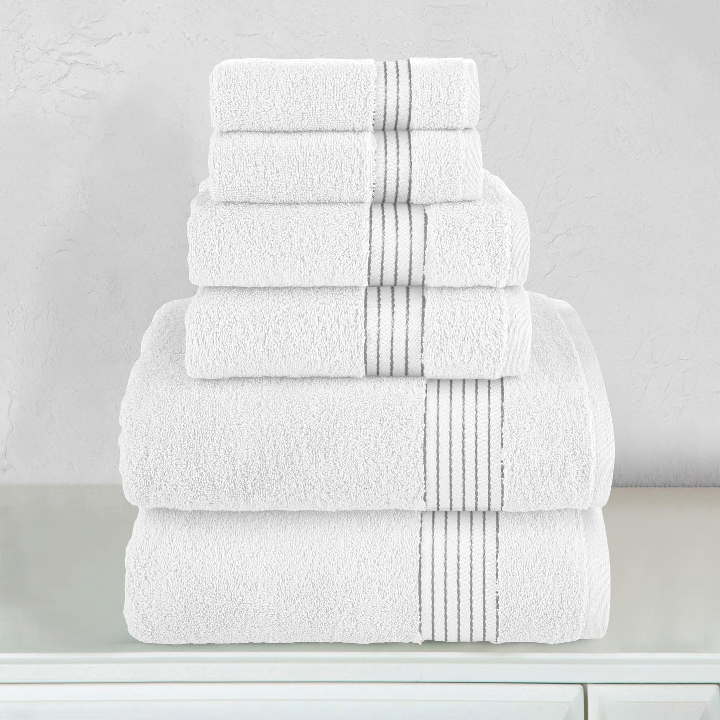 Elegant Comfort 6-Piece Turkish Cotton Towel Set, 2 Washcloths, 2 Hand Towels and 2 Bath Towels