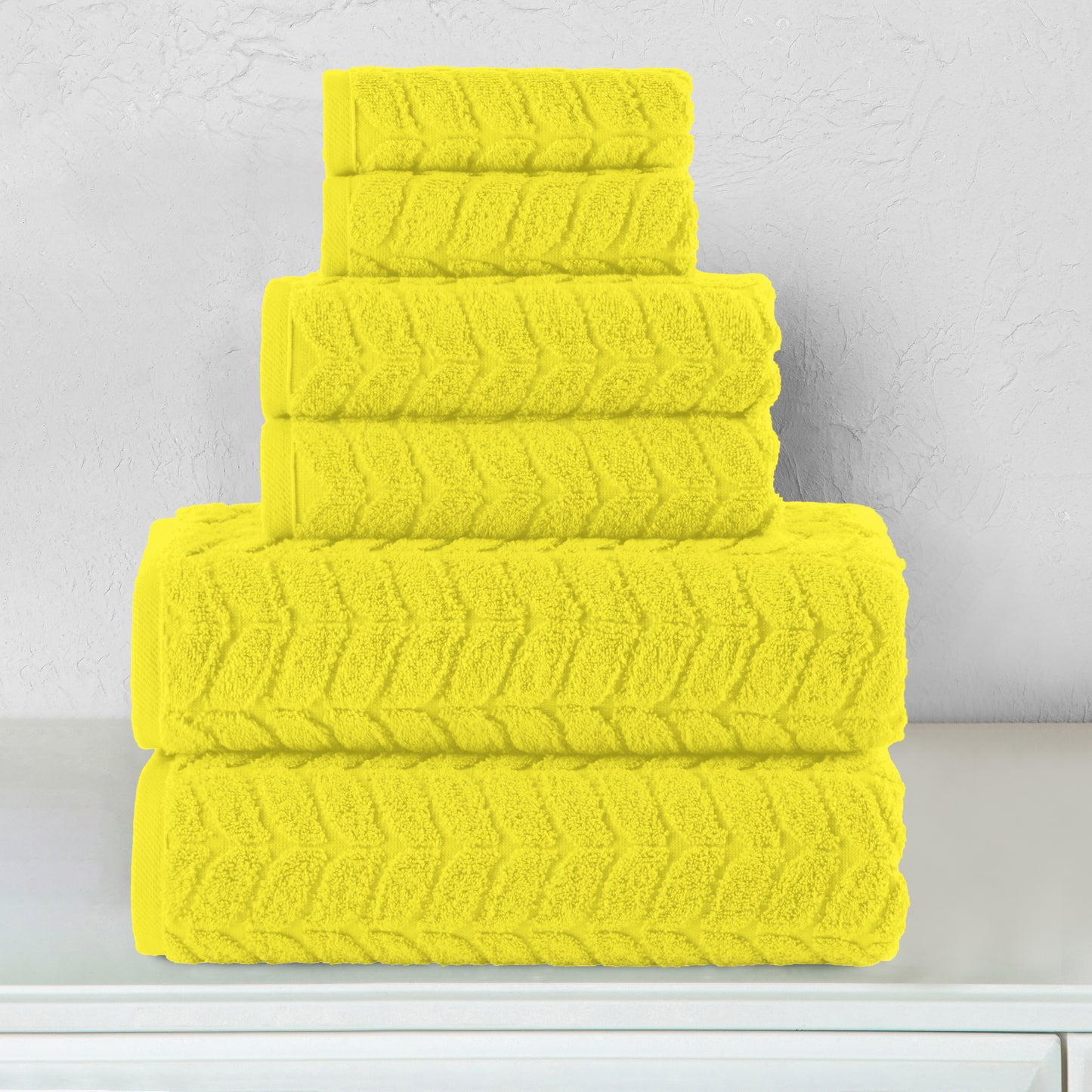 Elegant Comfort 6-Piece Turkish Cotton Braided Towel Set, 2 Washcloths, 2 Hand Towels and 2 Bath Towels