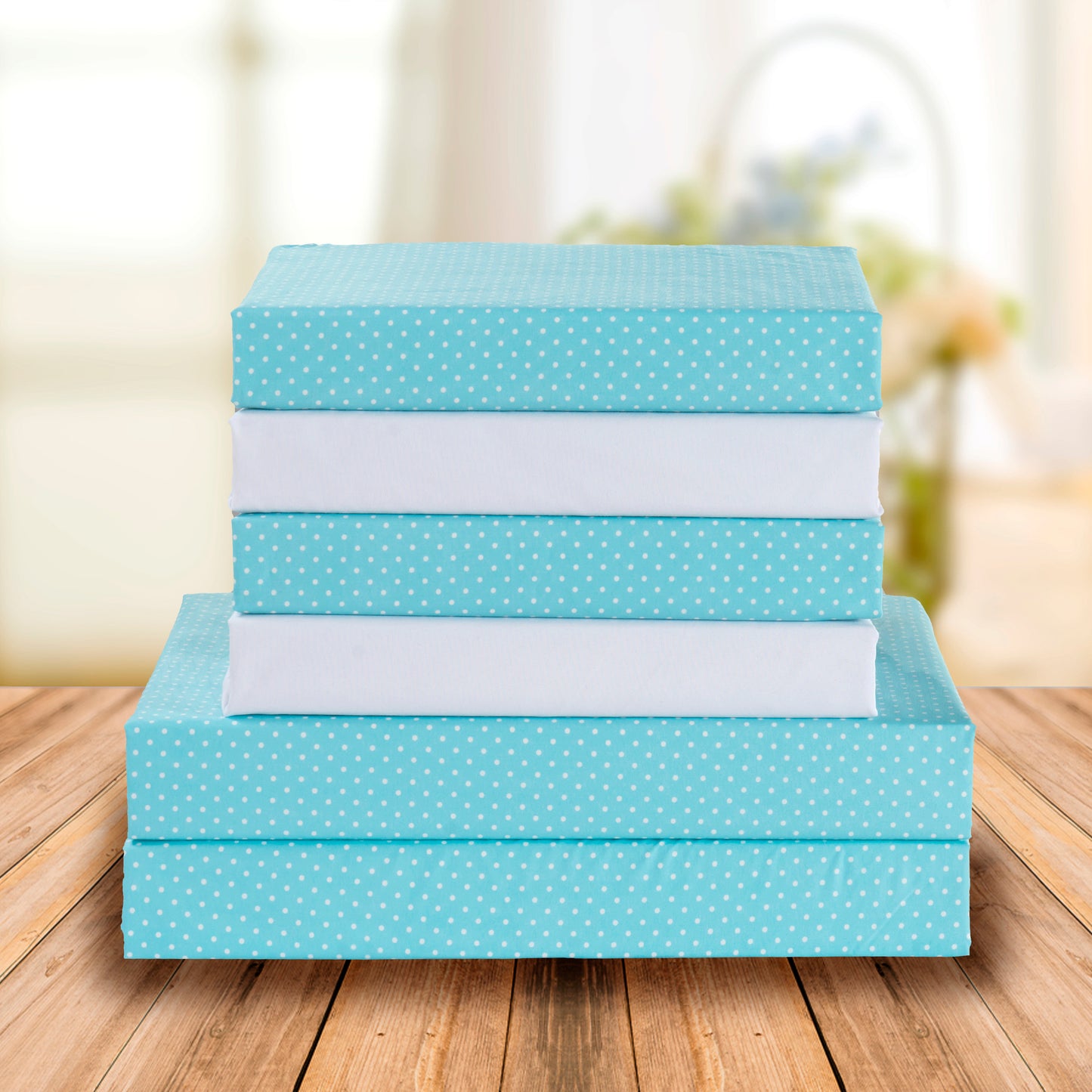 Elegant Comfort 6-Piece Polka Dot Printed Sheet Set - Soft as a Hotel Premium Quality