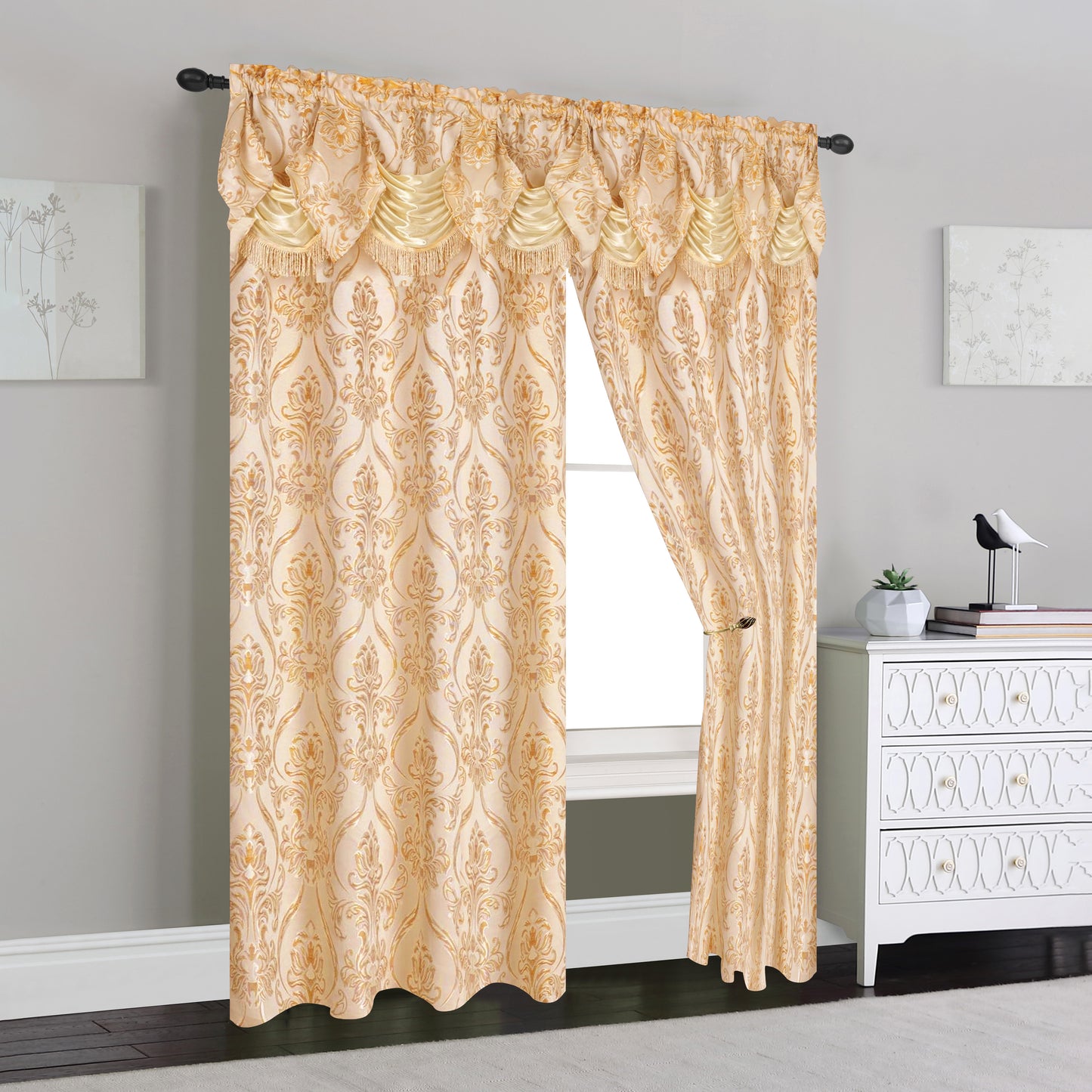 Elegant Comfort Set of 2 Penelope Jacquard Look Curtain Panels - 54" W x 84" L