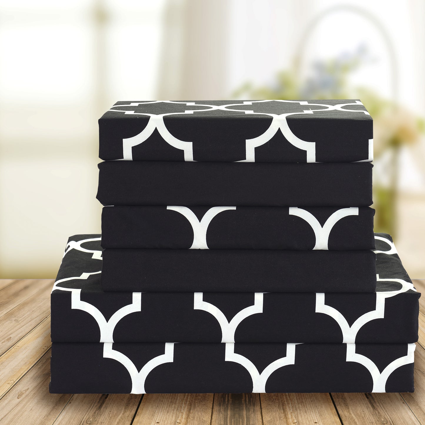 Elegant Comfort 6-Piece Moroccan Trellis Printed Pattern - Soft as a Hotel Premium Quality