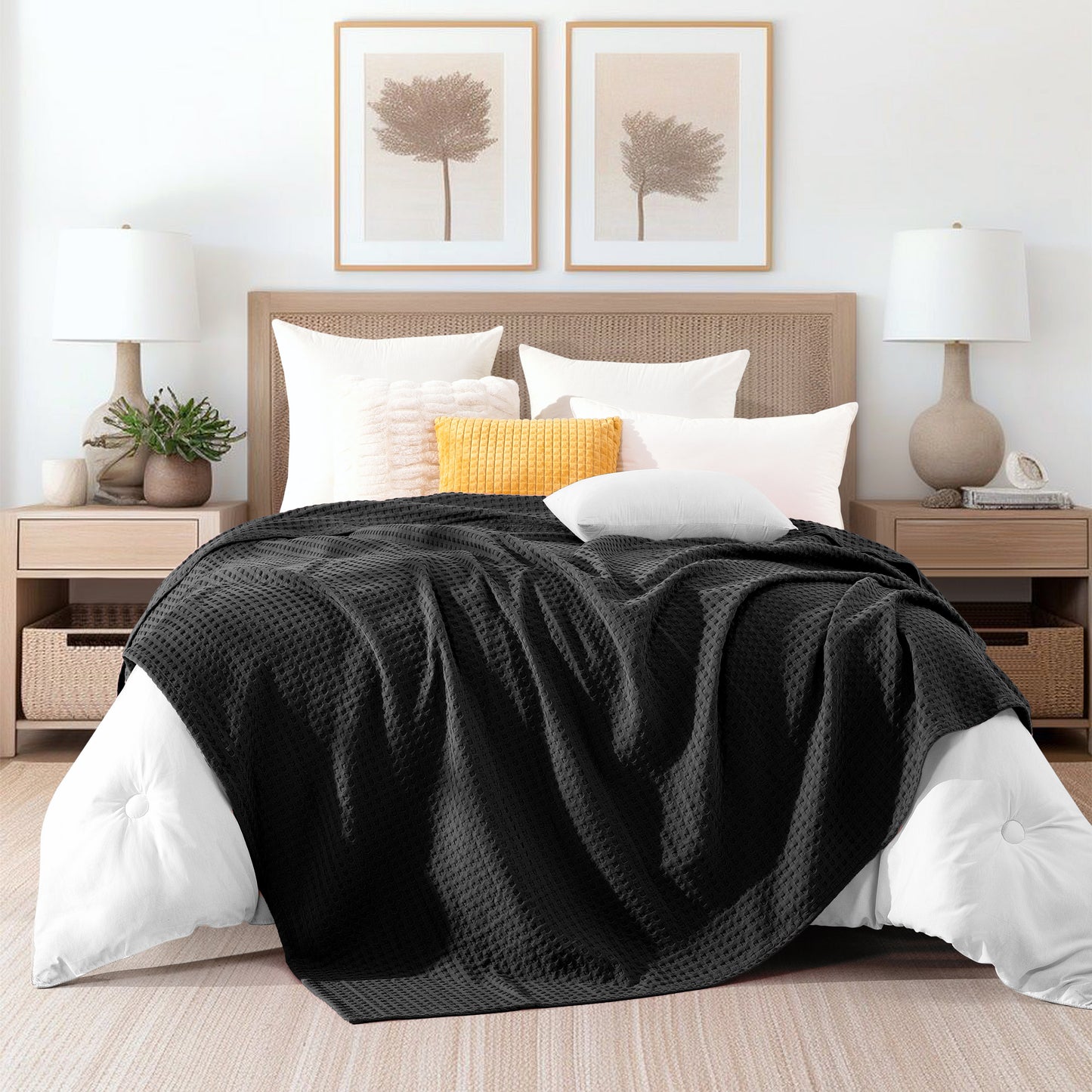 Elegant Comfort Cotton Waffle Blanket