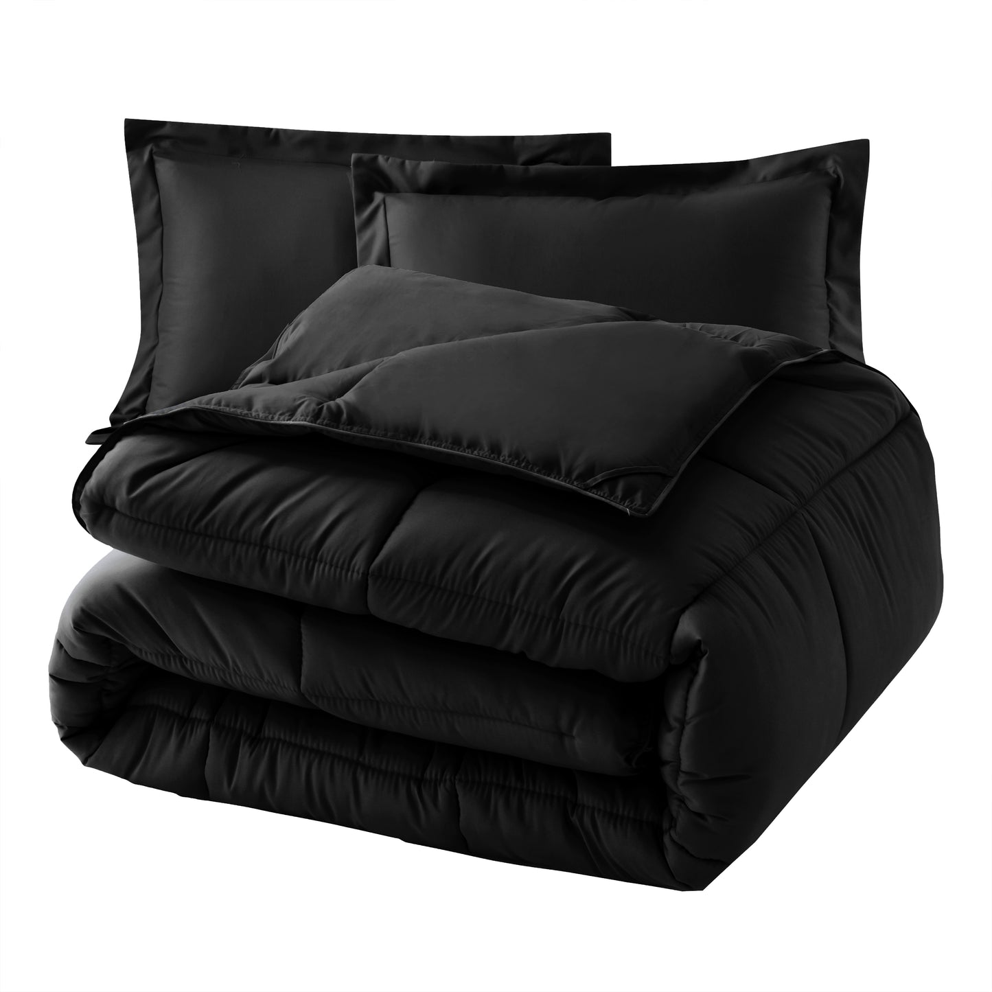 Elegant Comfort 3-Piece Solid Box Stitched Comforter & Shams - Double-Filled Comforter