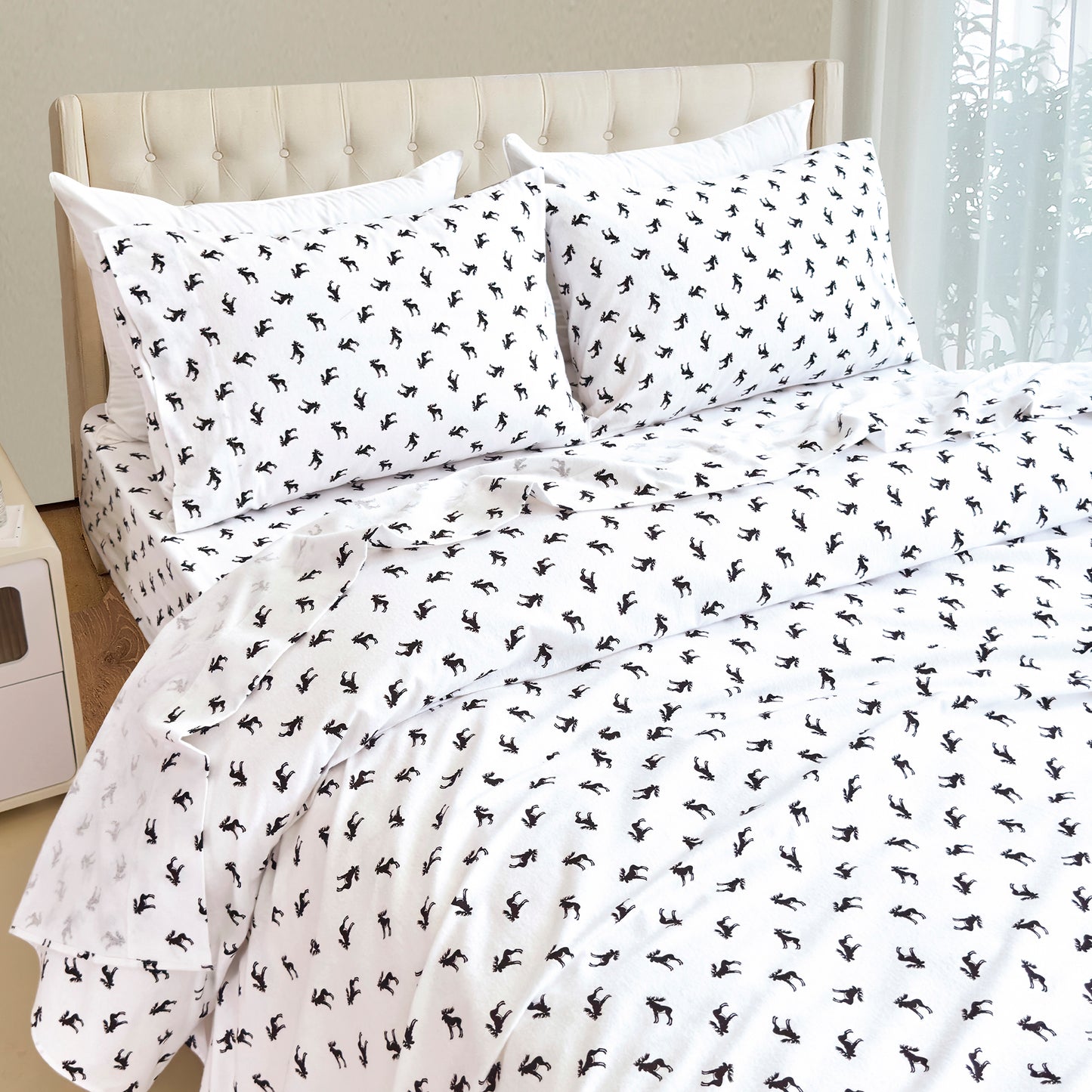 Elegant Comfort 4-Piece Holiday Cotton Flannel Sheet Set - 100% Turkish Cotton