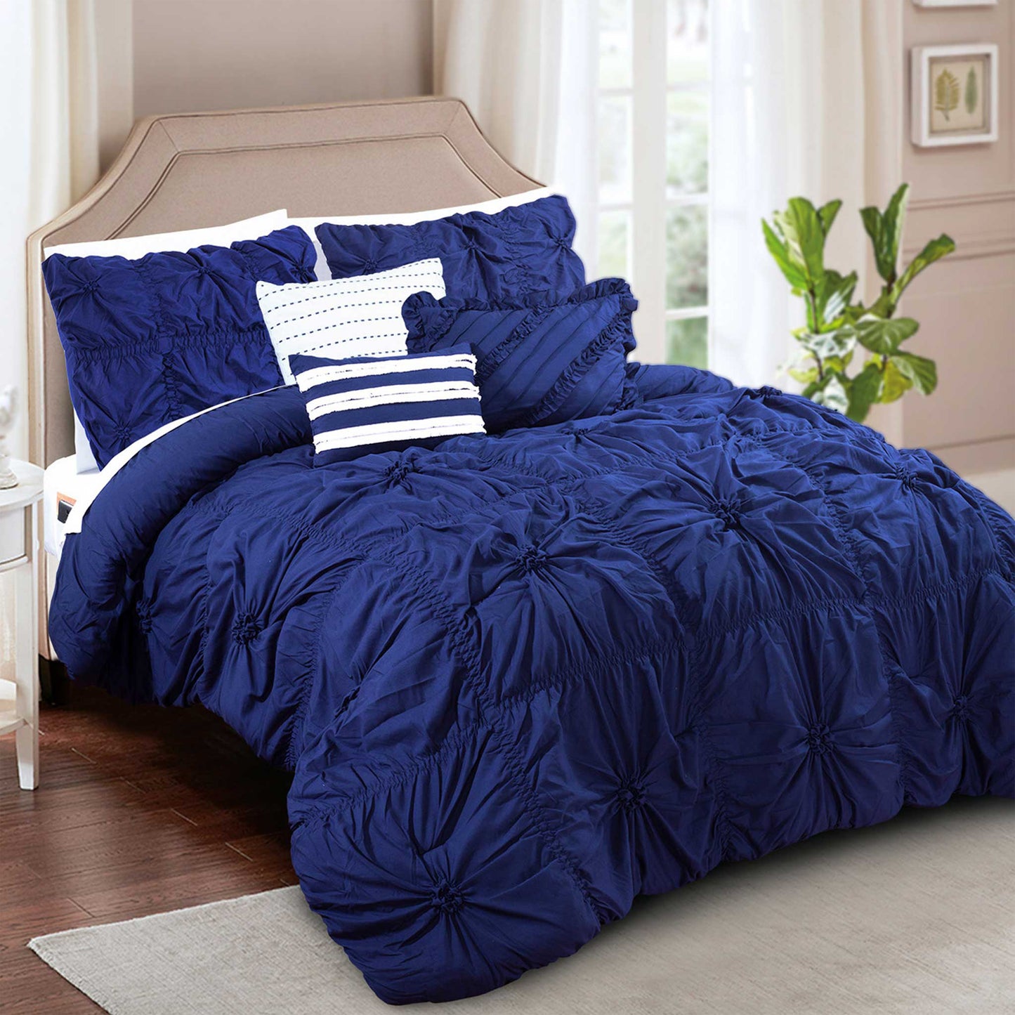Elegant Comfort 12-Piece Amy Oversized Comforter Set - Includes 6-Piece Sheet Set with Double Sided Storage Pockets