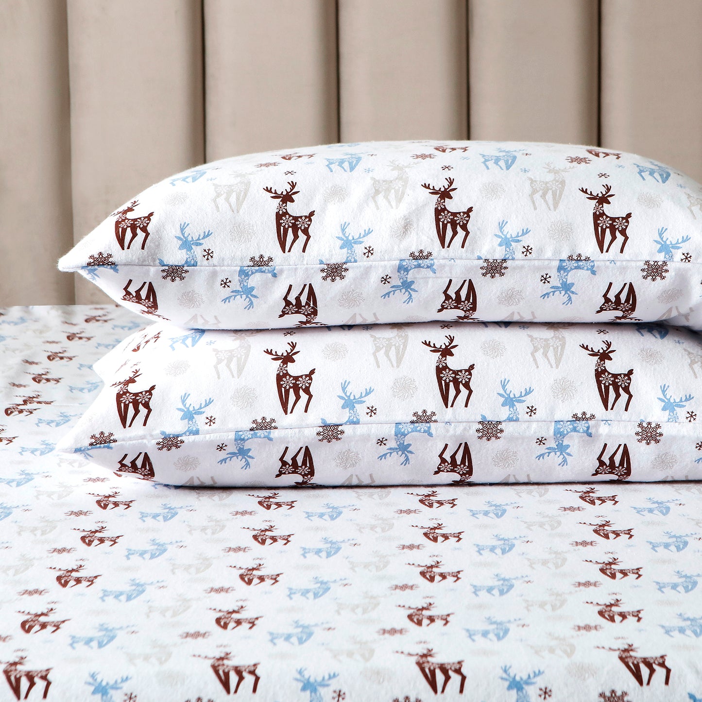 Elegant Comfort 4-Piece Holiday Cotton Flannel Sheet Set - 100% Turkish Cotton