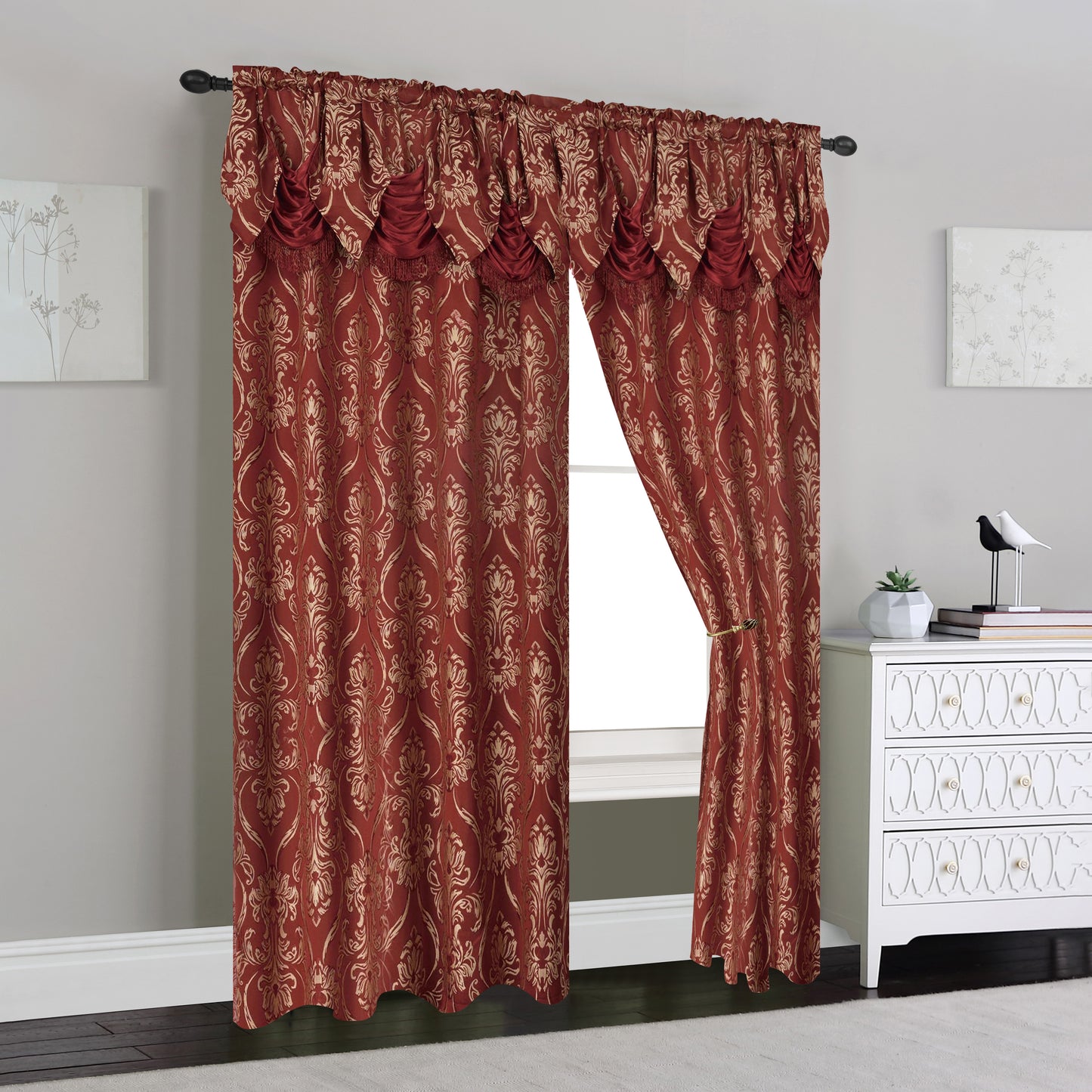 Elegant Comfort Set of 2 Penelope Jacquard Look Curtain Panels - 54" W x 84" L