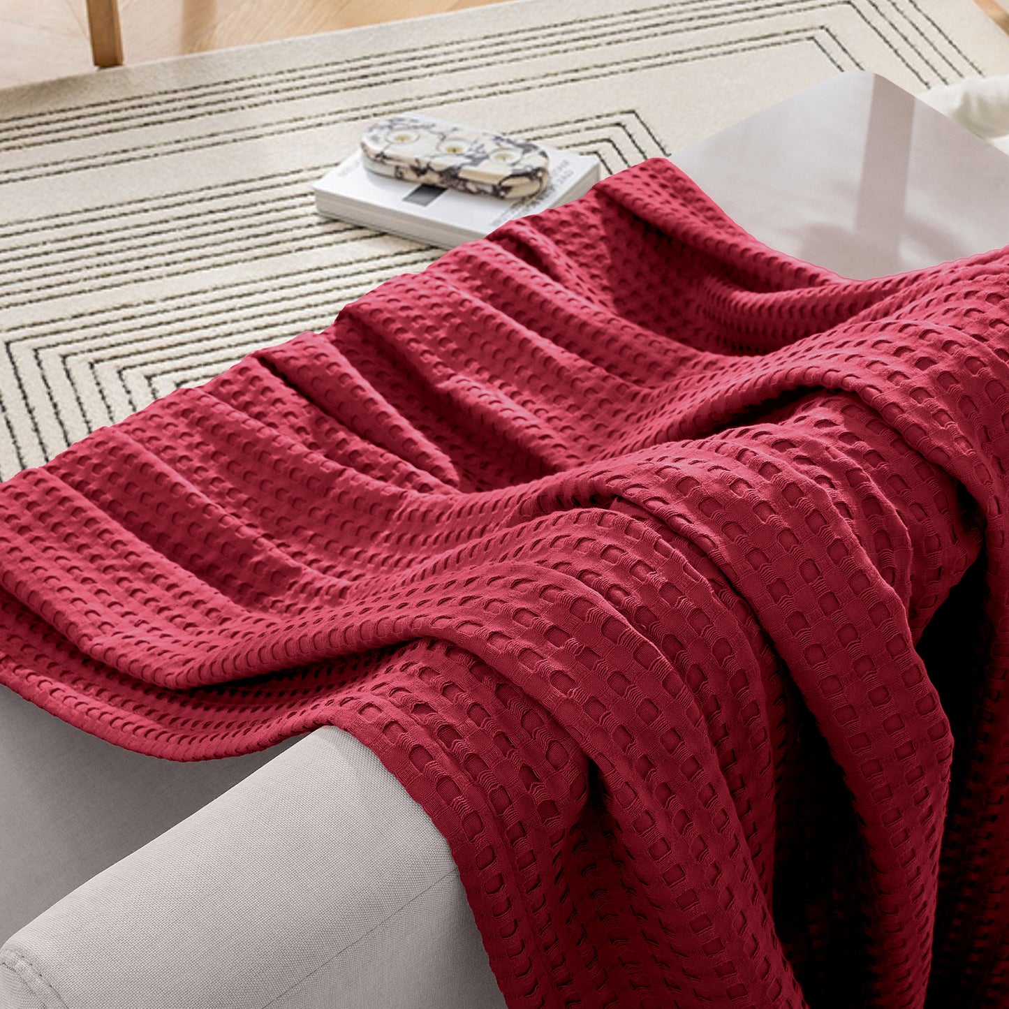 Elegant Comfort Cotton Waffle Blanket