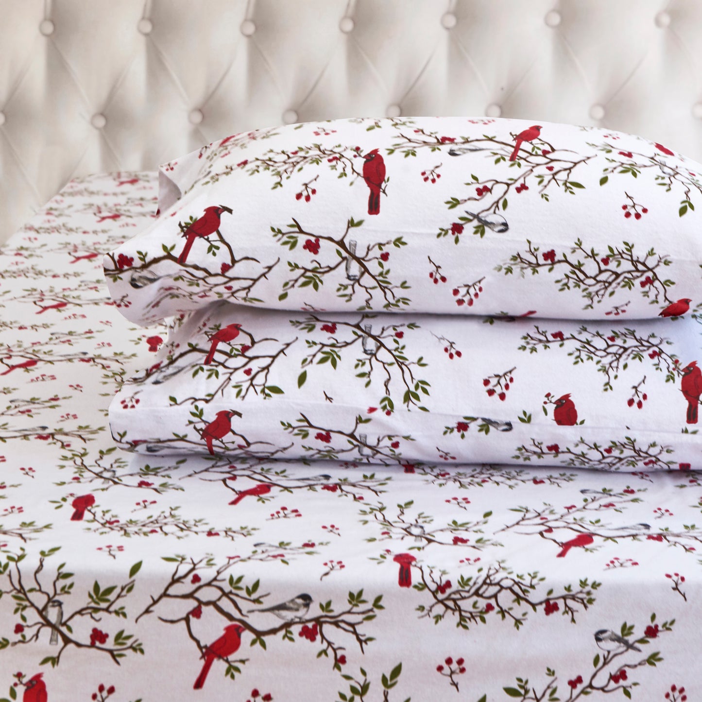 Elegant Comfort 4-Piece Holiday Cotton Flannel Sheet Set - 100% Turkish Cotton