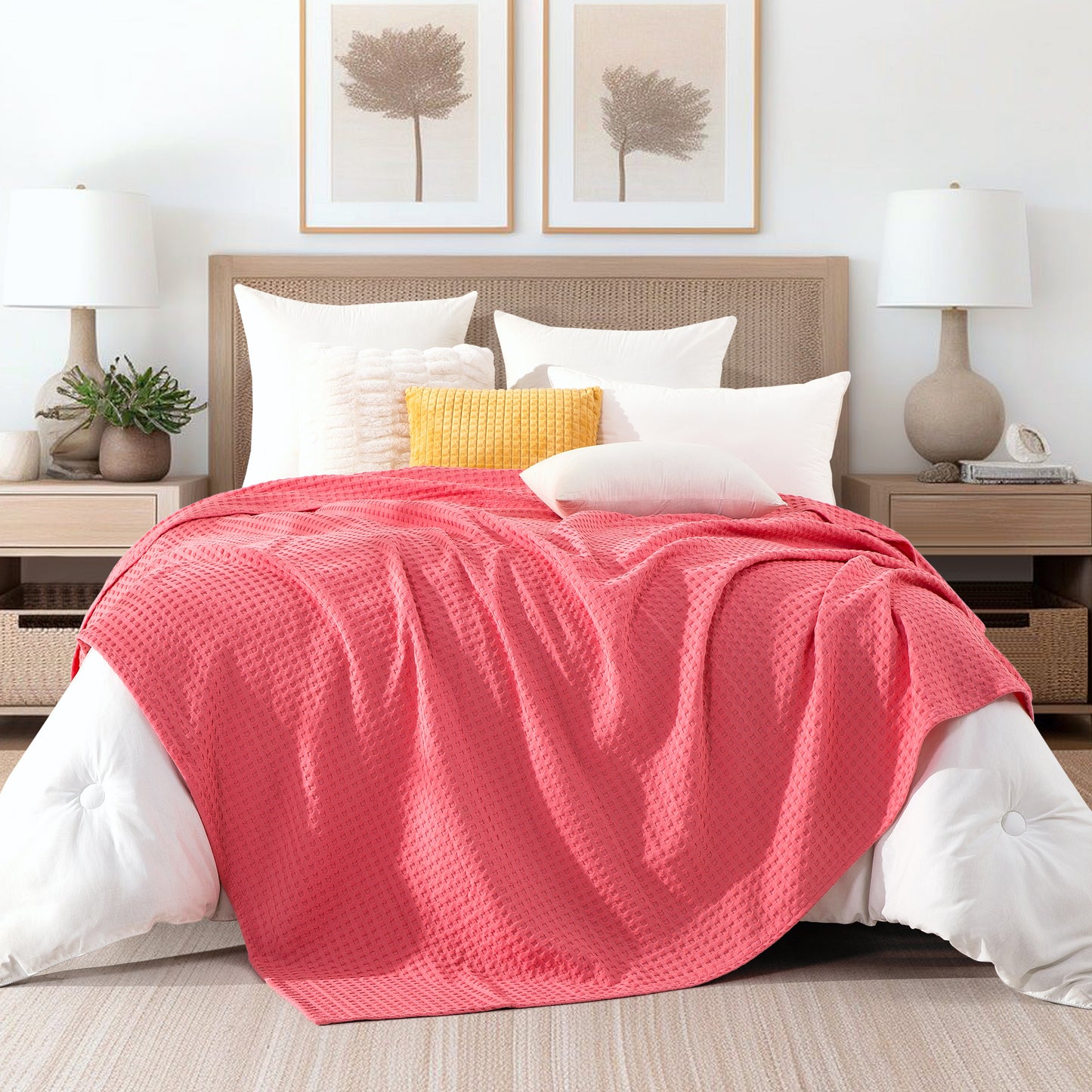 Elegant Comfort Cotton Waffle Blanket
