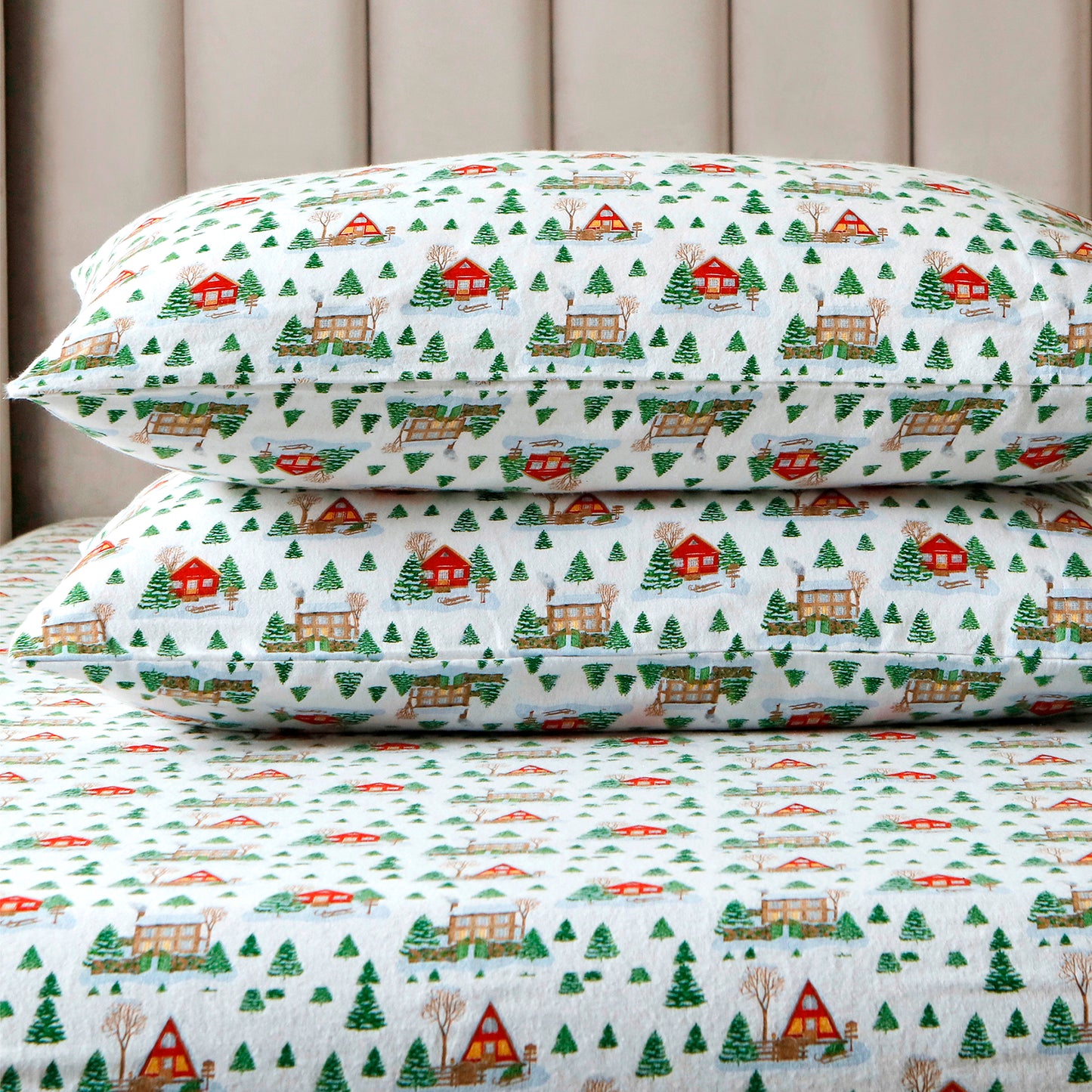 Elegant Comfort 4-Piece Holiday Cotton Flannel Sheet Set - 100% Turkish Cotton