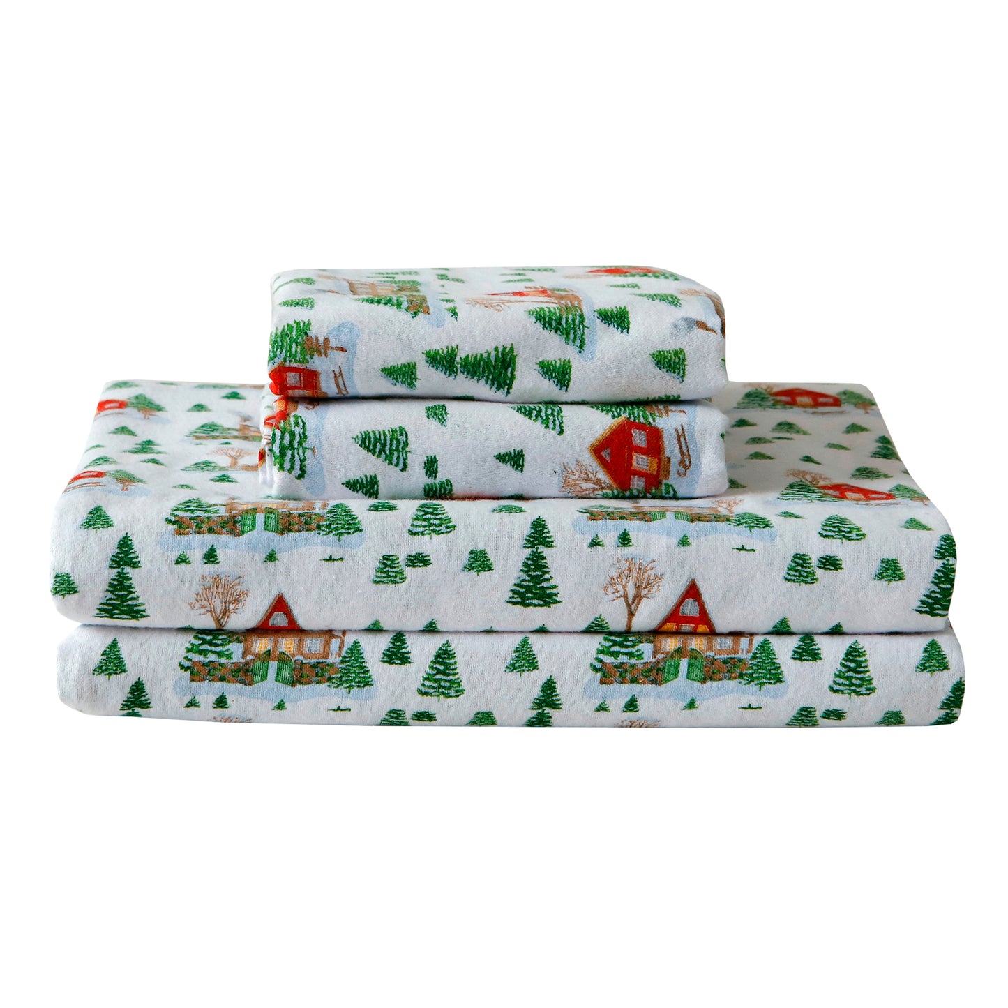 Elegant Comfort 4-Piece Holiday Cotton Flannel Sheet Set - 100% Turkish Cotton