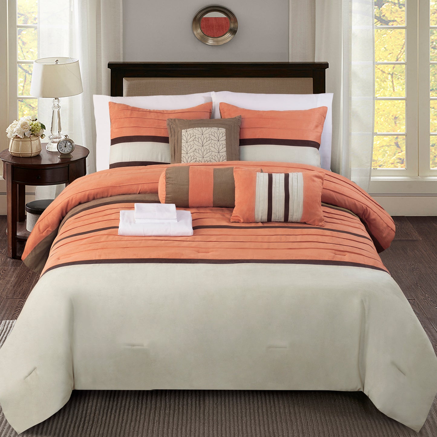 Elegant Comfort 12-Piece Cirena Micro suede Comforter Set, Includes 6-Piece Sheet Set with Double Sided Storage Pockets