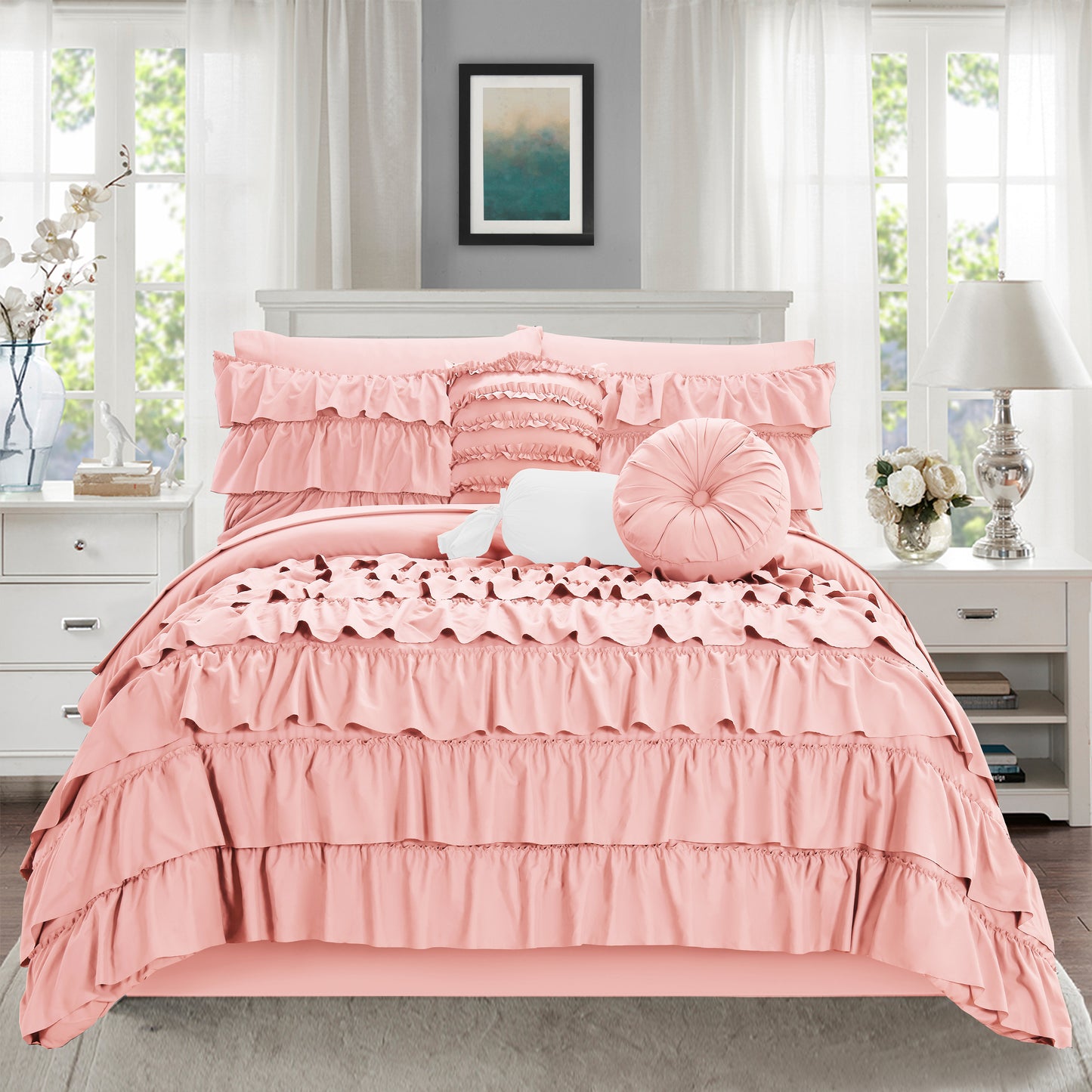 Elegant Comfort 10-Piece Cinderella Comforter Set, Includes 4-Piece Sheet Set with Double Sided Storage Pockets