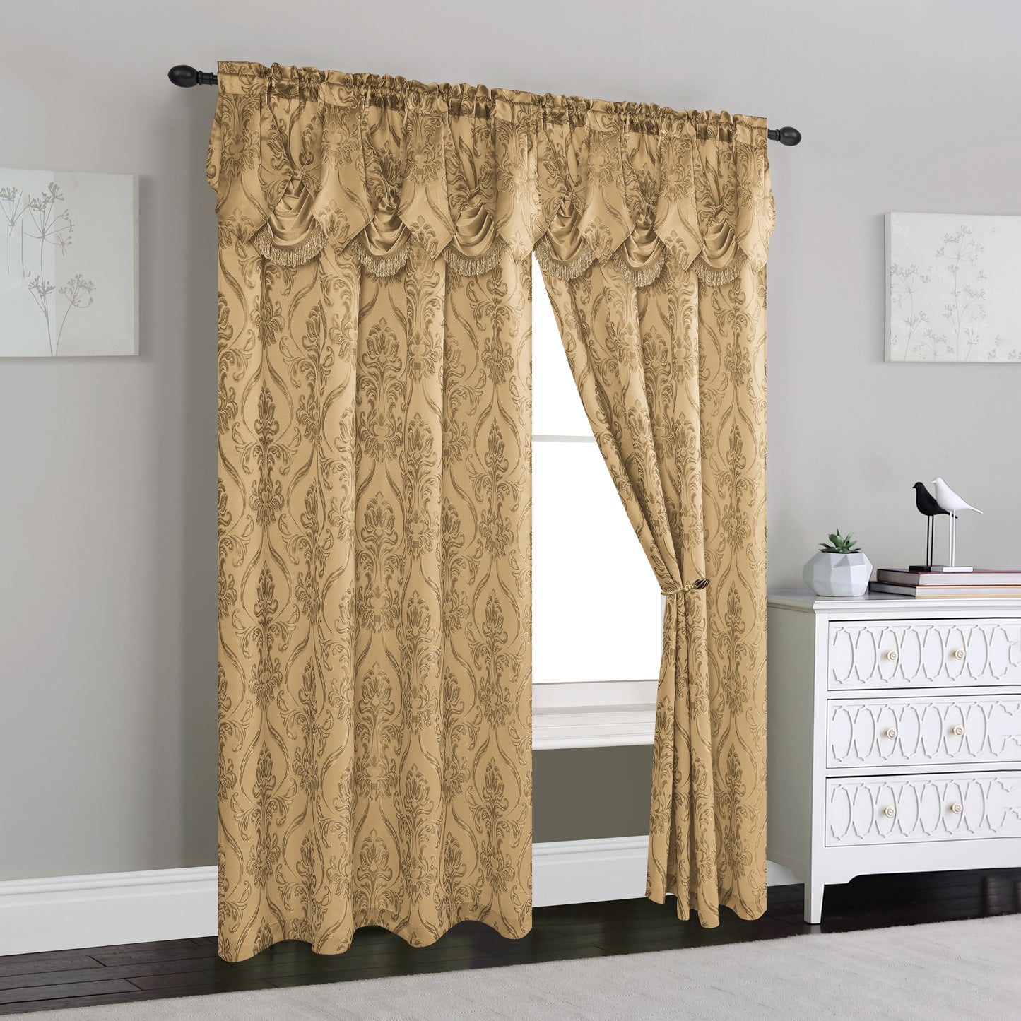 Elegant Comfort Set of 2 Penelope Jacquard Look Curtain Panels - 54" W x 84" L