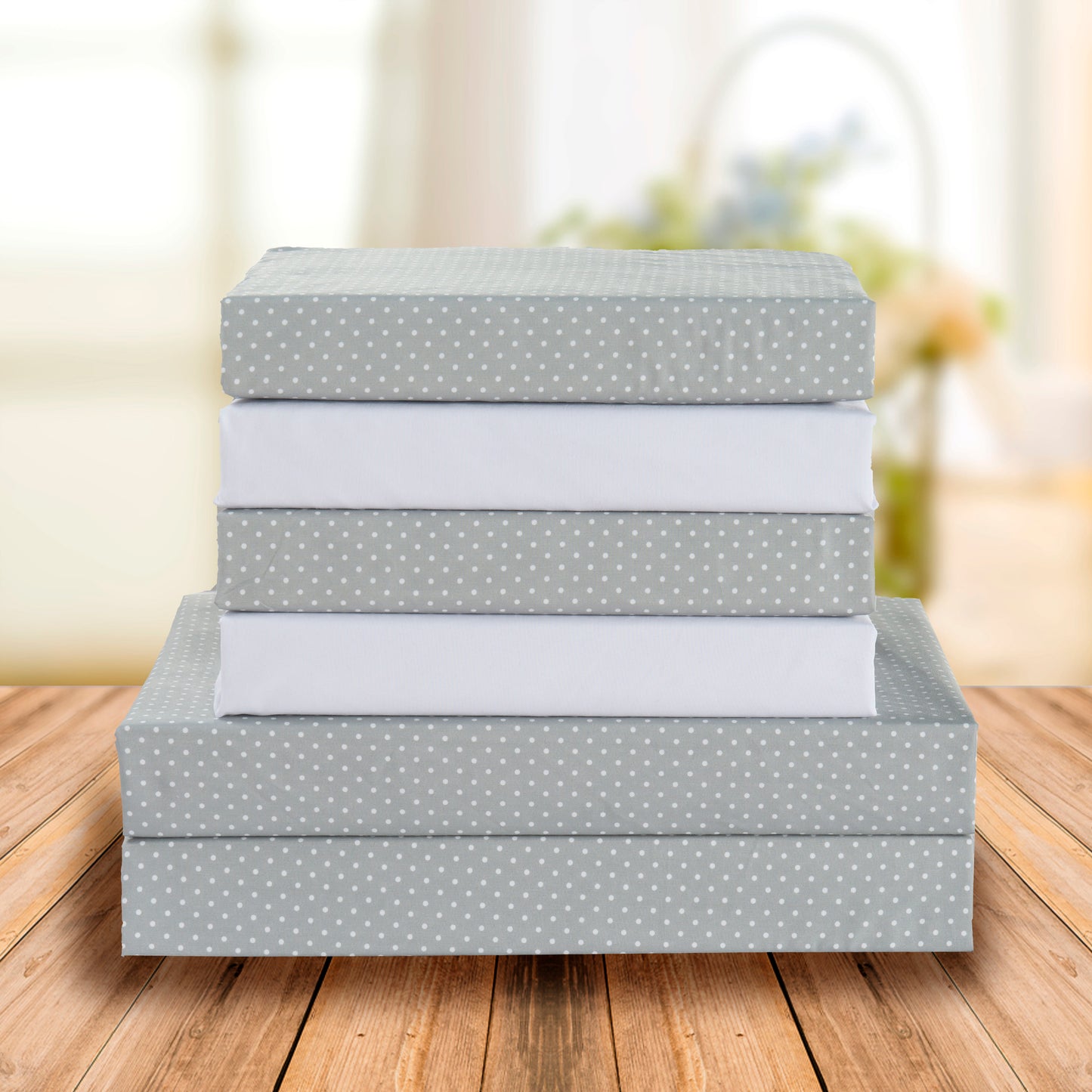 Elegant Comfort 6-Piece Polka Dot Printed Sheet Set - Soft as a Hotel Premium Quality