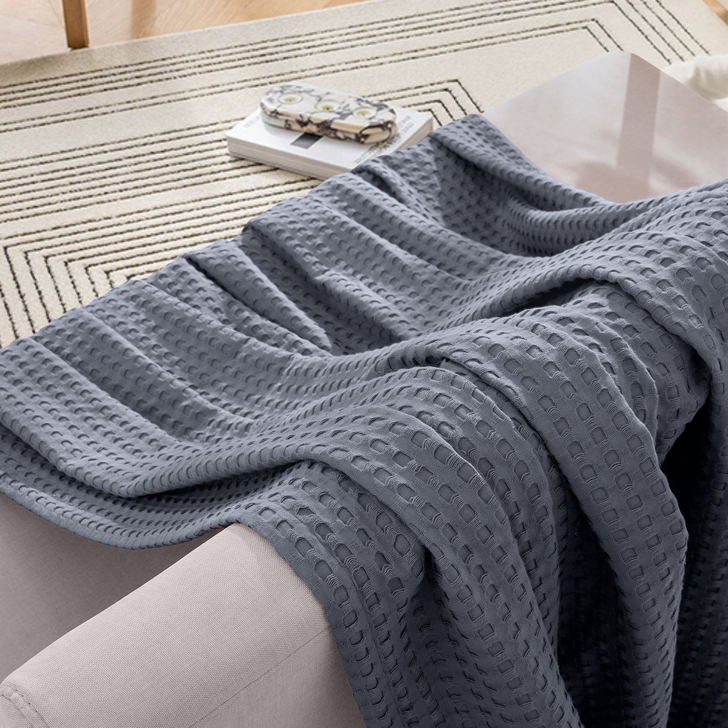 Elegant Comfort Cotton Waffle Blanket