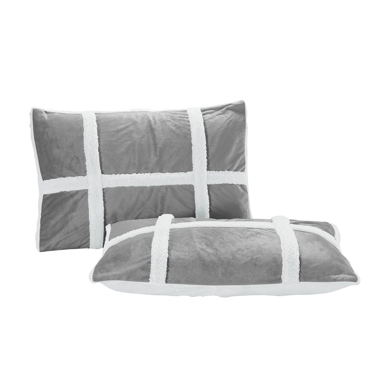 Elegant Comfort 3-Piece Stripe Micro-Suede Reversible Sherpa - Comforter Set