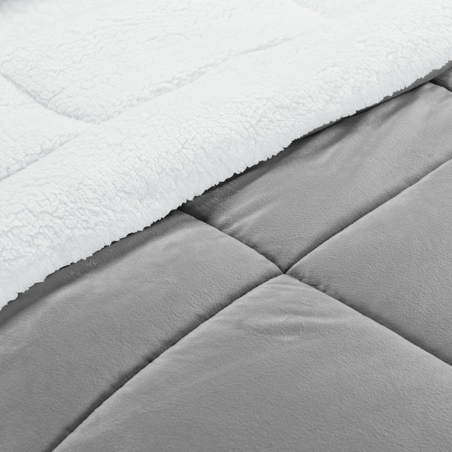 Elegant Comfort 3-Piece Stripe Micro-Suede Reversible Sherpa - Comforter Set