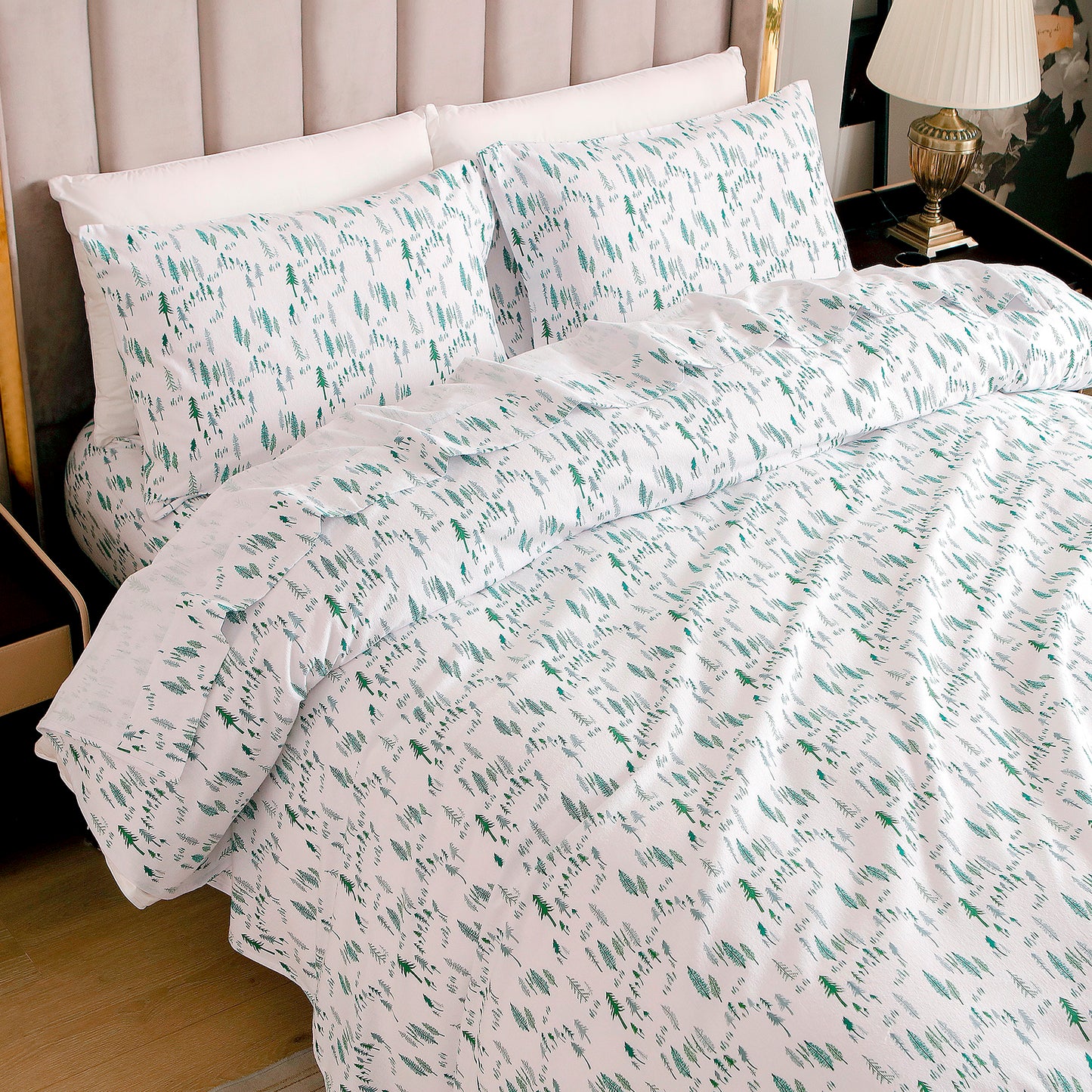 Elegant Comfort 4-Piece Holiday Cotton Flannel Sheet Set - 100% Turkish Cotton