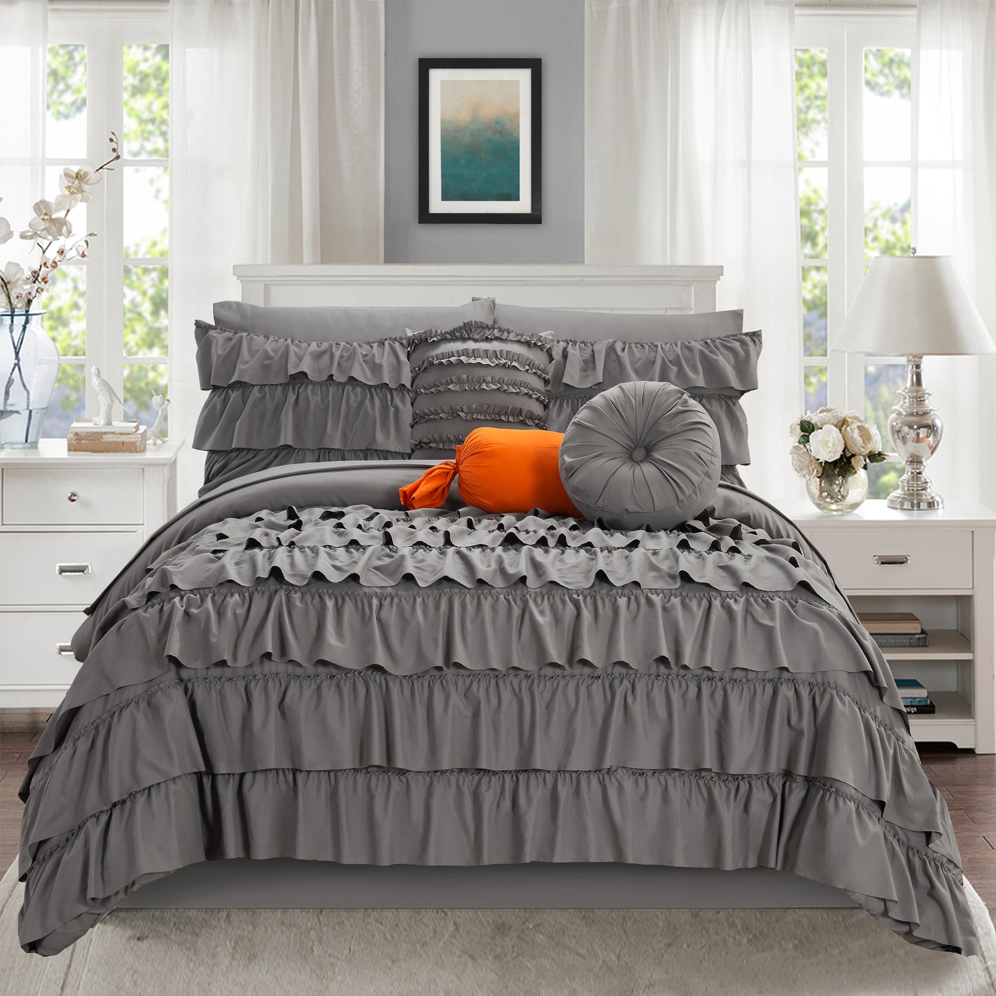Elegant Comfort 10-Piece Cinderella Comforter Set, Includes 4-Piece Sheet Set with Double Sided Storage Pockets