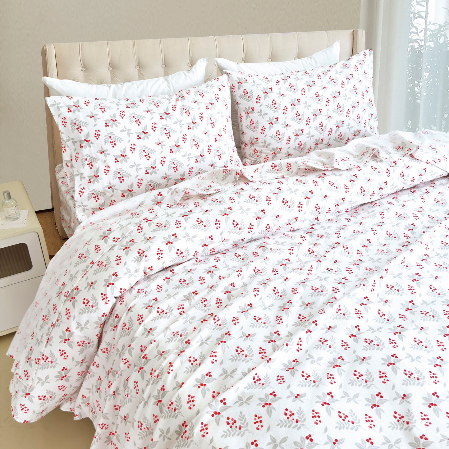 Elegant Comfort 4-Piece Holiday Cotton Flannel Sheet Set - 100% Turkish Cotton