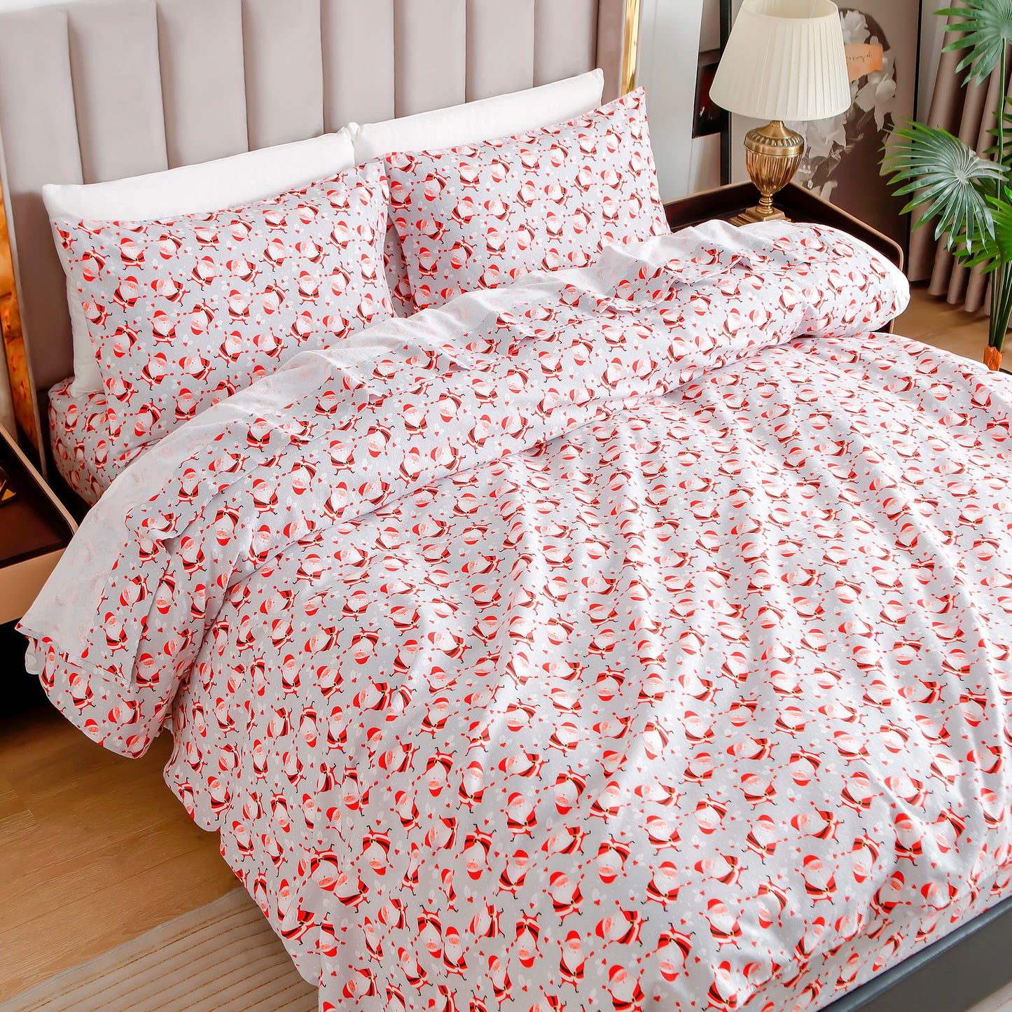Elegant Comfort 4-Piece Holiday Cotton Flannel Sheet Set - 100% Turkish Cotton