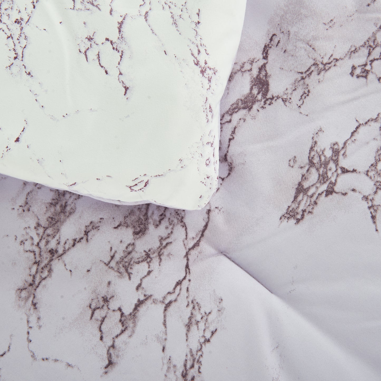 Elegant Comfort Reversible 10-Piece Marble Print Comforter Set, Includes 6-Piece Sheet Set with Double Sided Storage Pockets