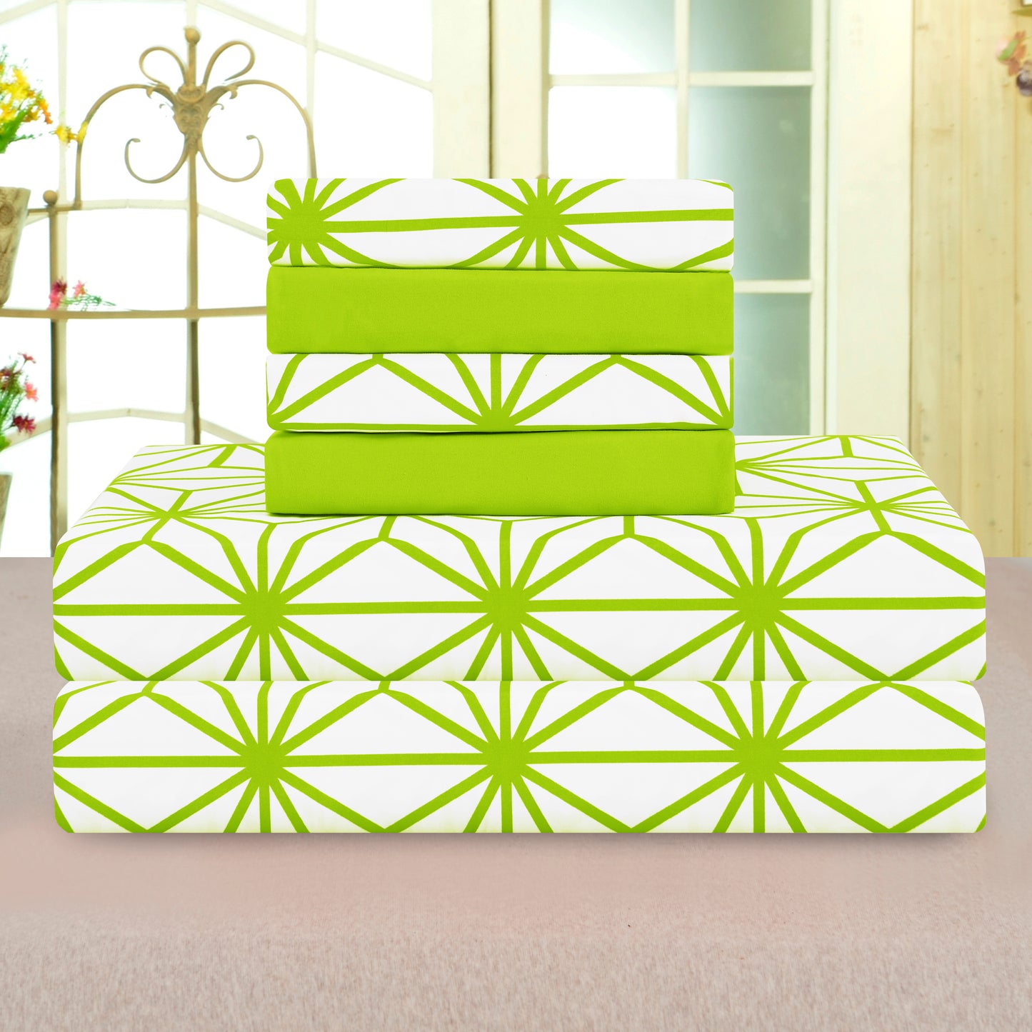 Elegant Comfort 6-Piece Cube Bed Sheet Set - Geometric Pattern - Soft as a Hotel Premium Quality
