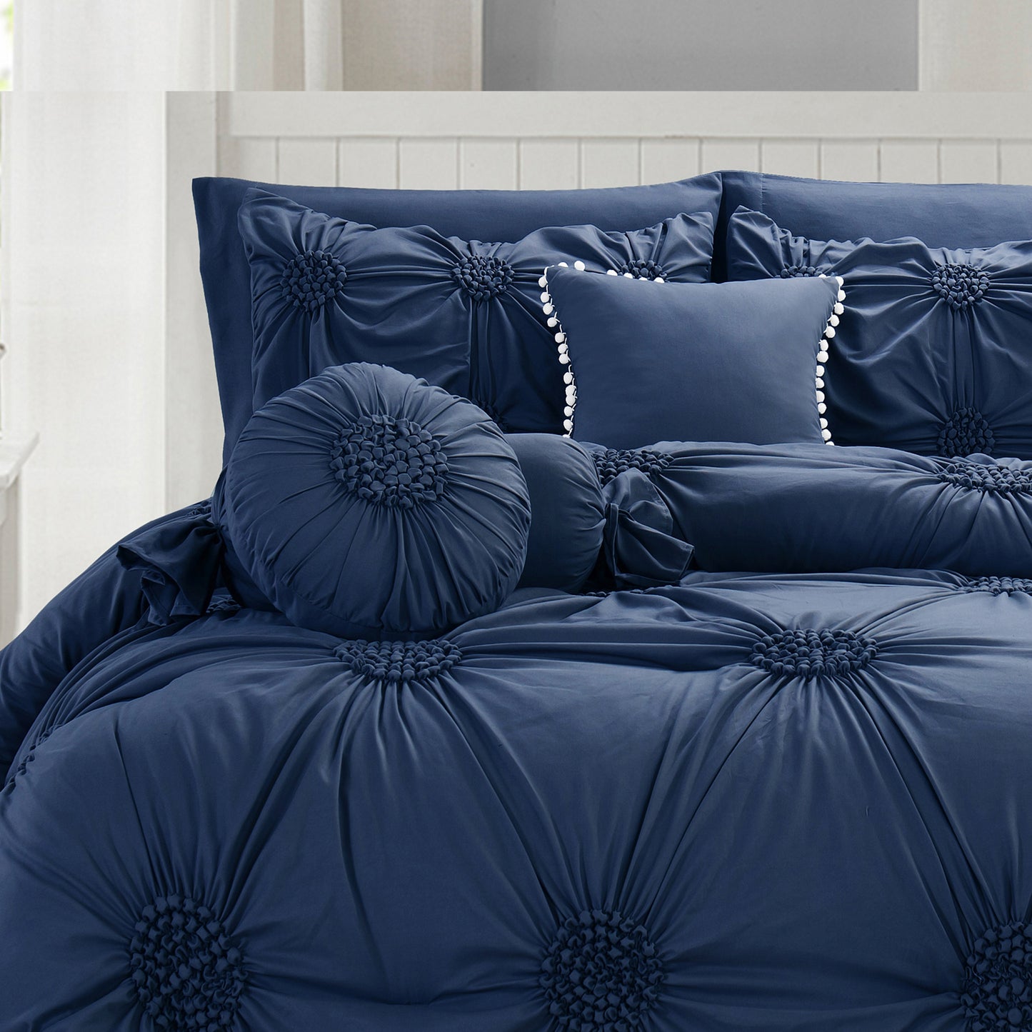 Elegant Comfort 10-Piece Sunflower Comforter Set - Includes 4-Piece Sheet Set with Double Sided Storage Pockets