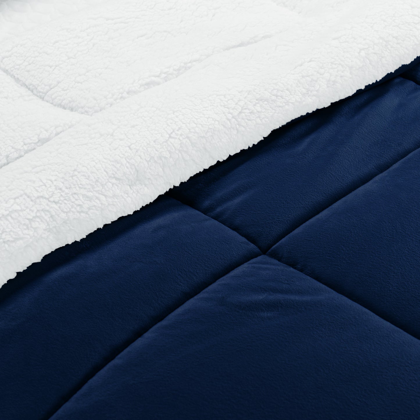Elegant Comfort 3-Piece Stripe Micro-Suede Reversible Sherpa - Comforter Set