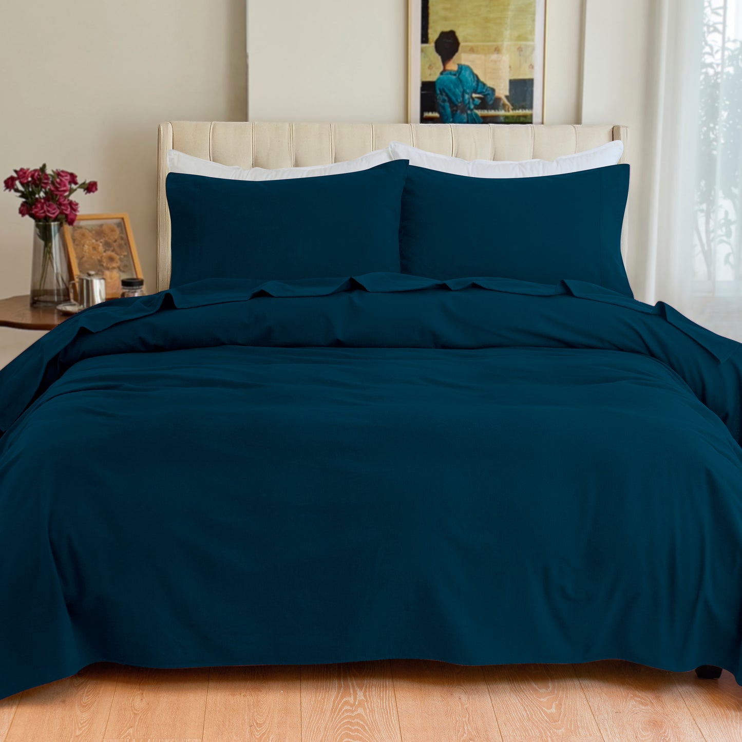 Elegant Comfort 4-Piece Cotton Flannel Sheet Set - 100% Turkish Cotton