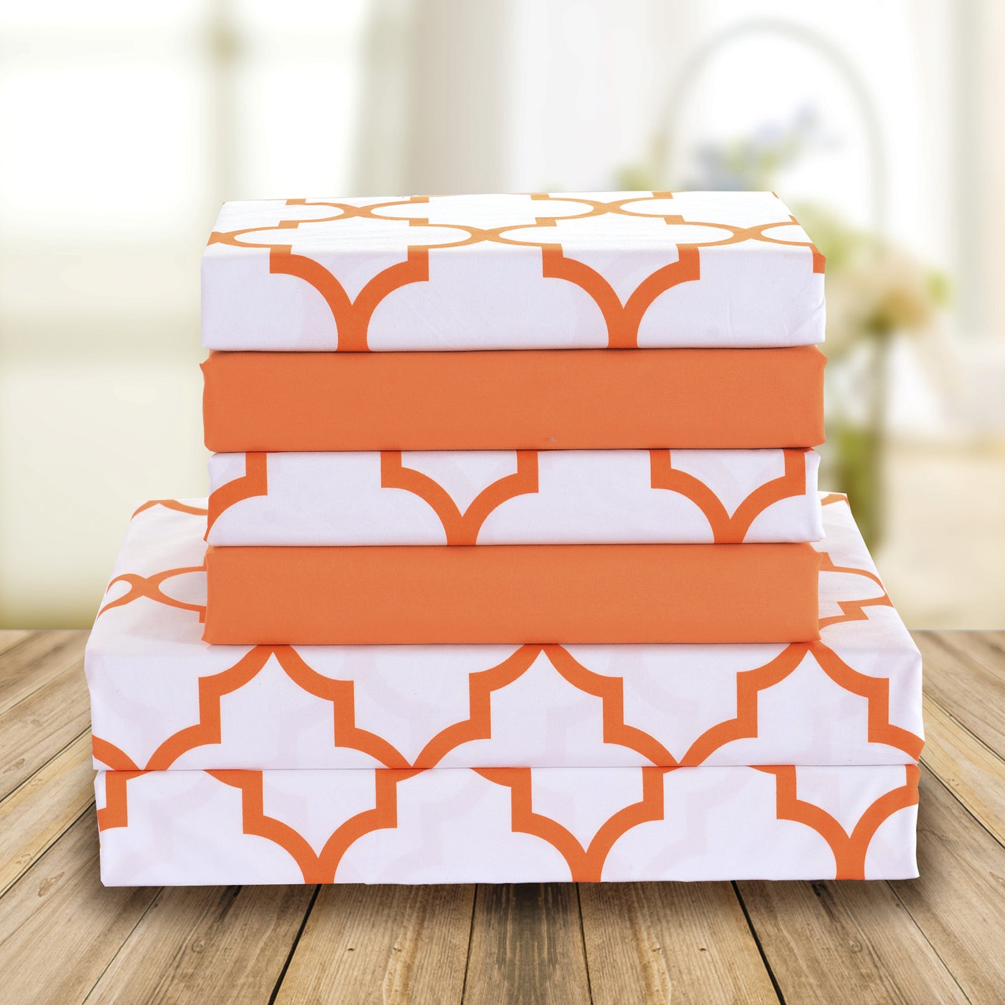 Elegant Comfort 6-Piece Moroccan Trellis Printed Pattern - Soft as a Hotel Premium Quality