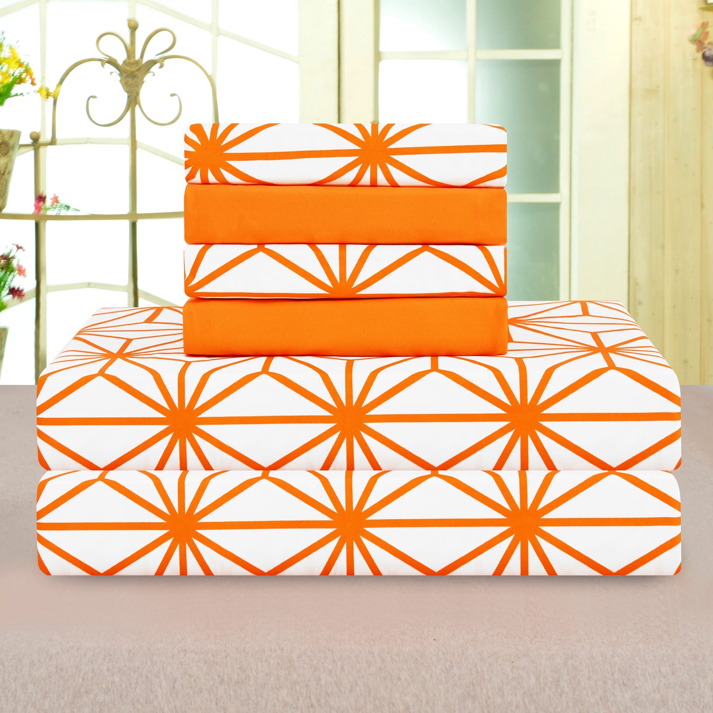Elegant Comfort 6-Piece Cube Bed Sheet Set - Geometric Pattern - Soft as a Hotel Premium Quality