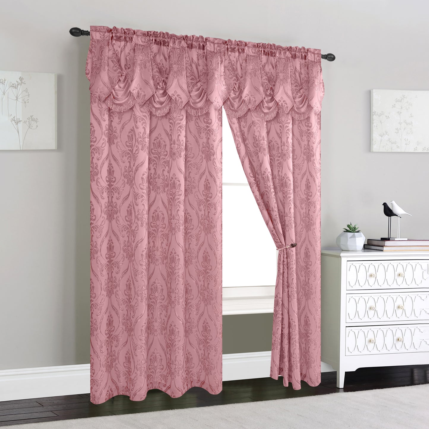 Elegant Comfort Set of 2 Penelope Jacquard Look Curtain Panels - 54" W x 84" L