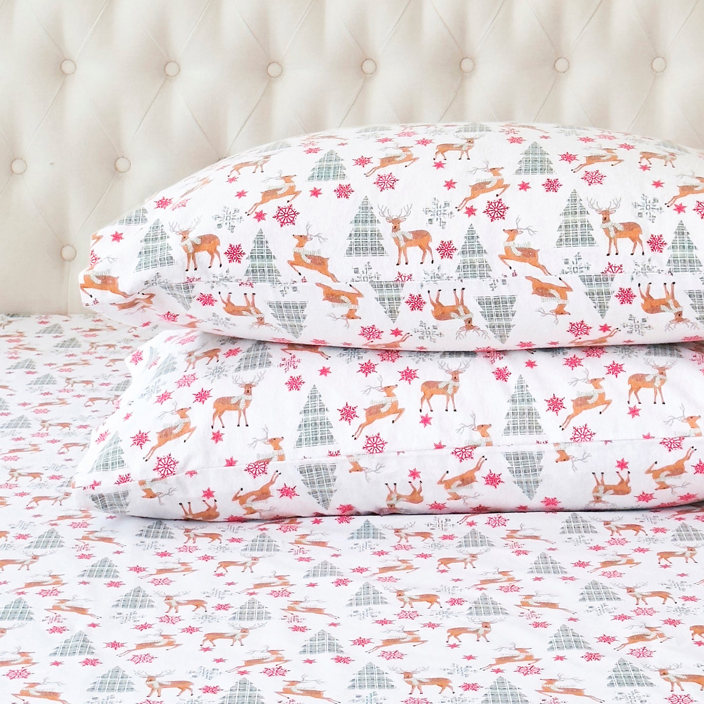 Elegant Comfort 4-Piece Holiday Cotton Flannel Sheet Set - 100% Turkish Cotton