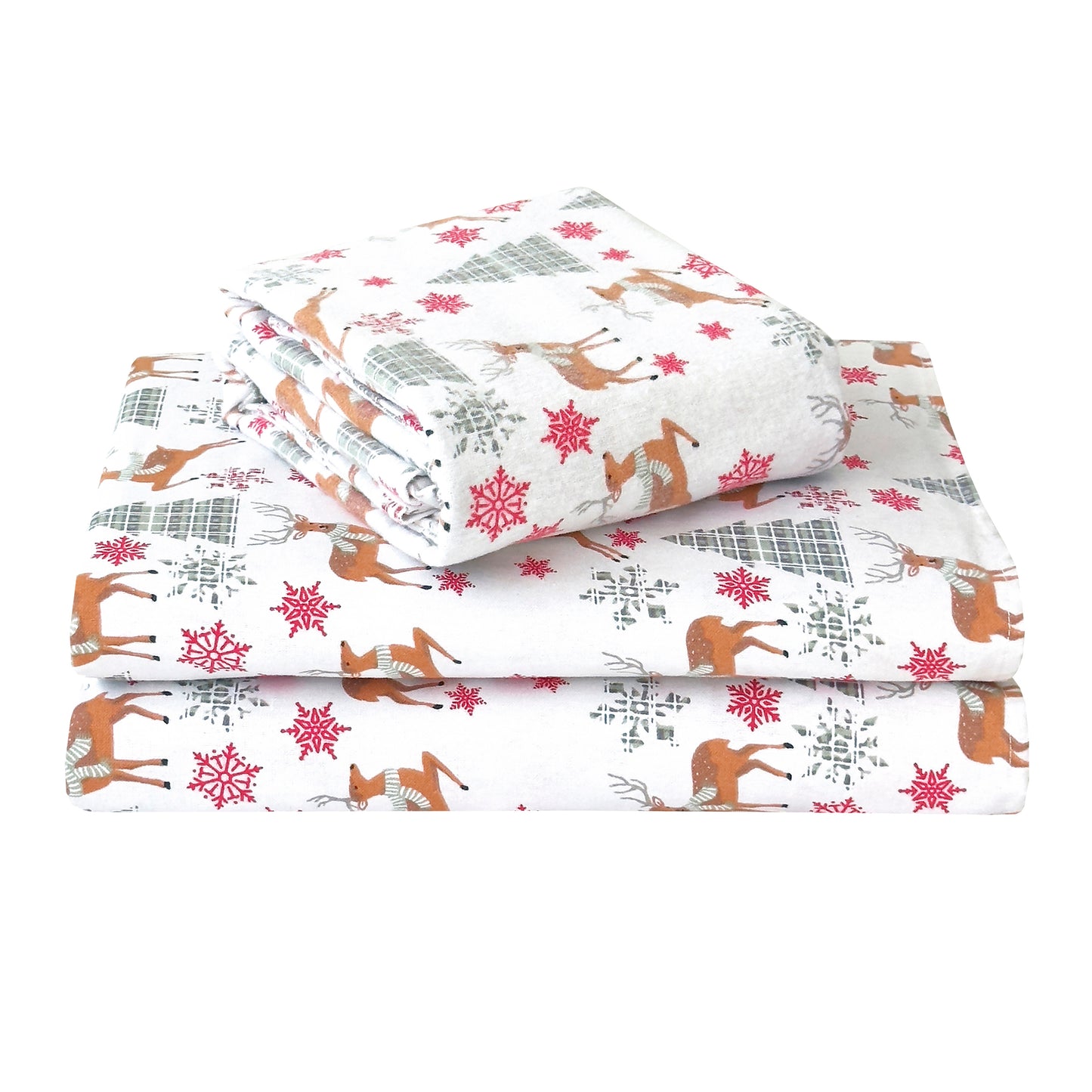 Elegant Comfort 4-Piece Holiday Cotton Flannel Sheet Set - 100% Turkish Cotton