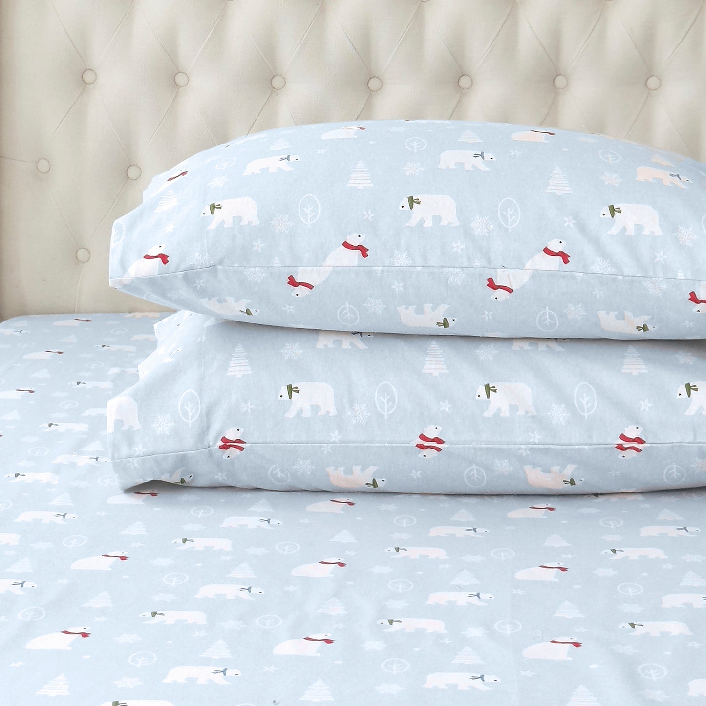 Elegant Comfort 4-Piece Holiday Cotton Flannel Sheet Set - 100% Turkish Cotton