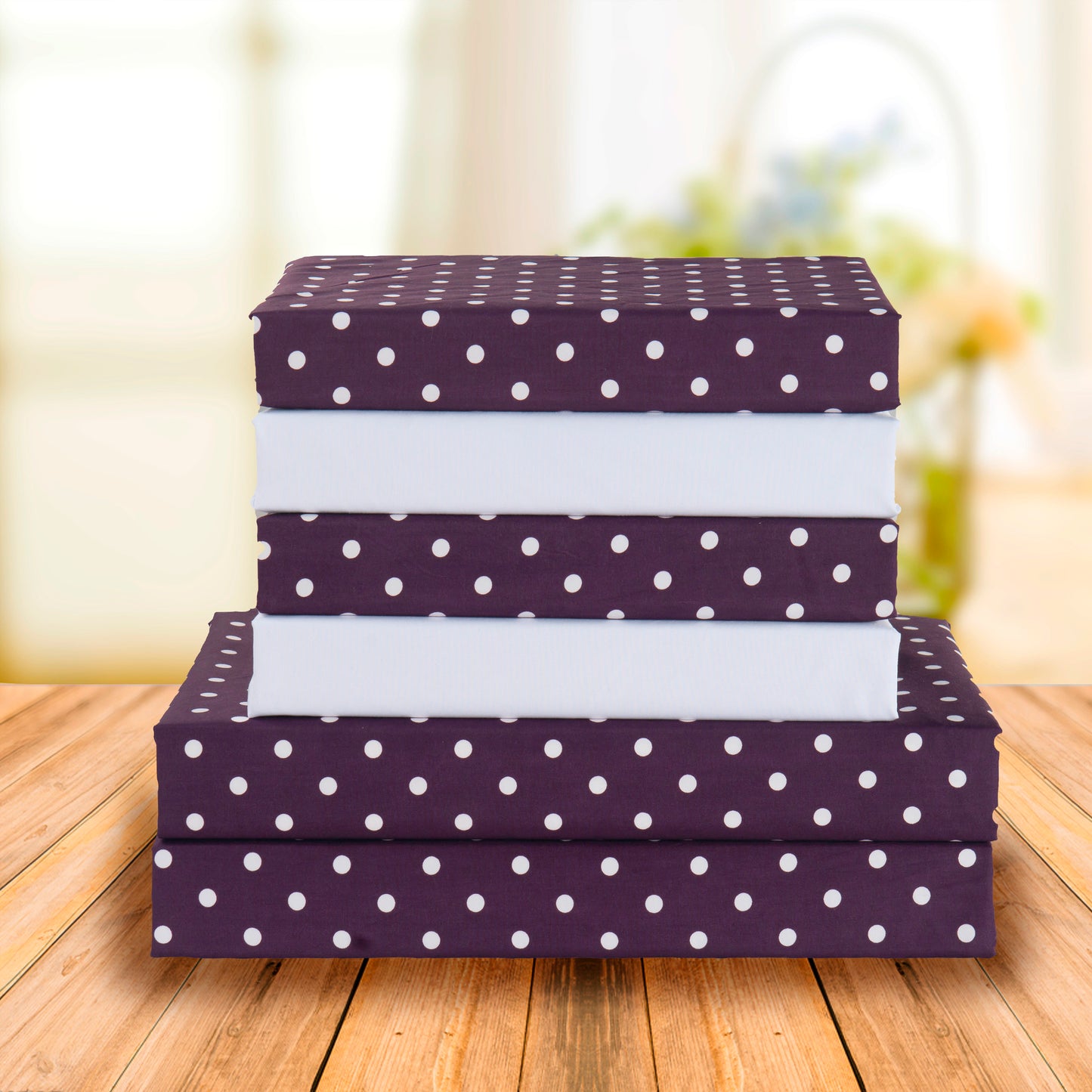 Elegant Comfort 6-Piece Polka Dot Printed Sheet Set - Soft as a Hotel Premium Quality