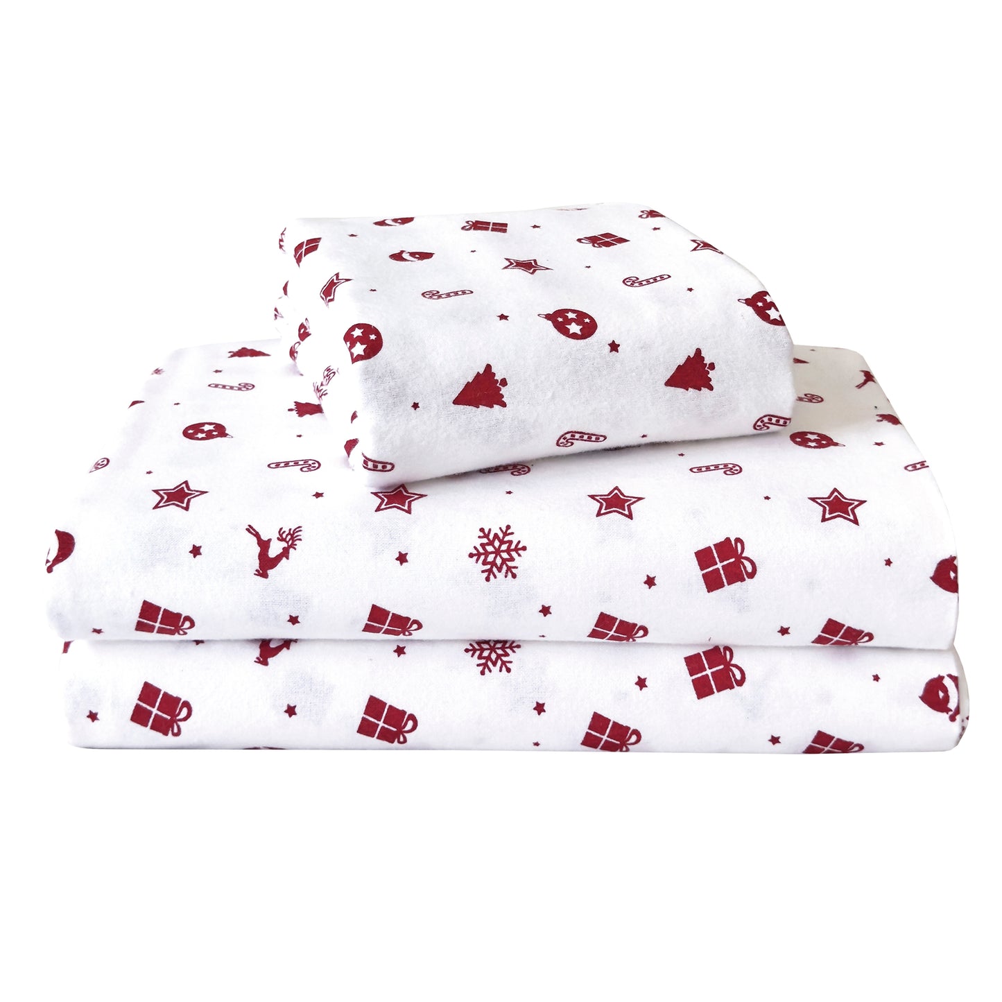 Elegant Comfort 4-Piece Holiday Cotton Flannel Sheet Set - 100% Turkish Cotton