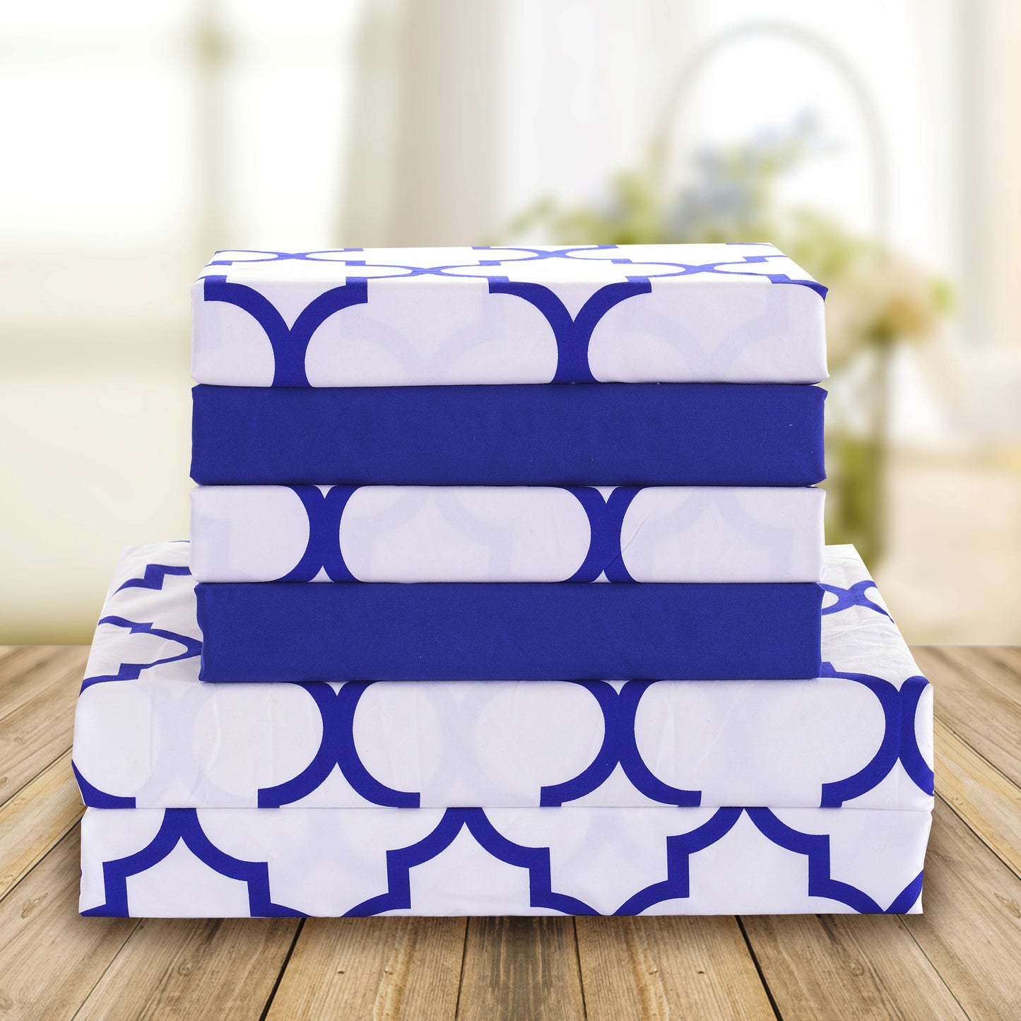 Elegant Comfort 6-Piece Moroccan Trellis Printed Pattern - Soft as a Hotel Premium Quality