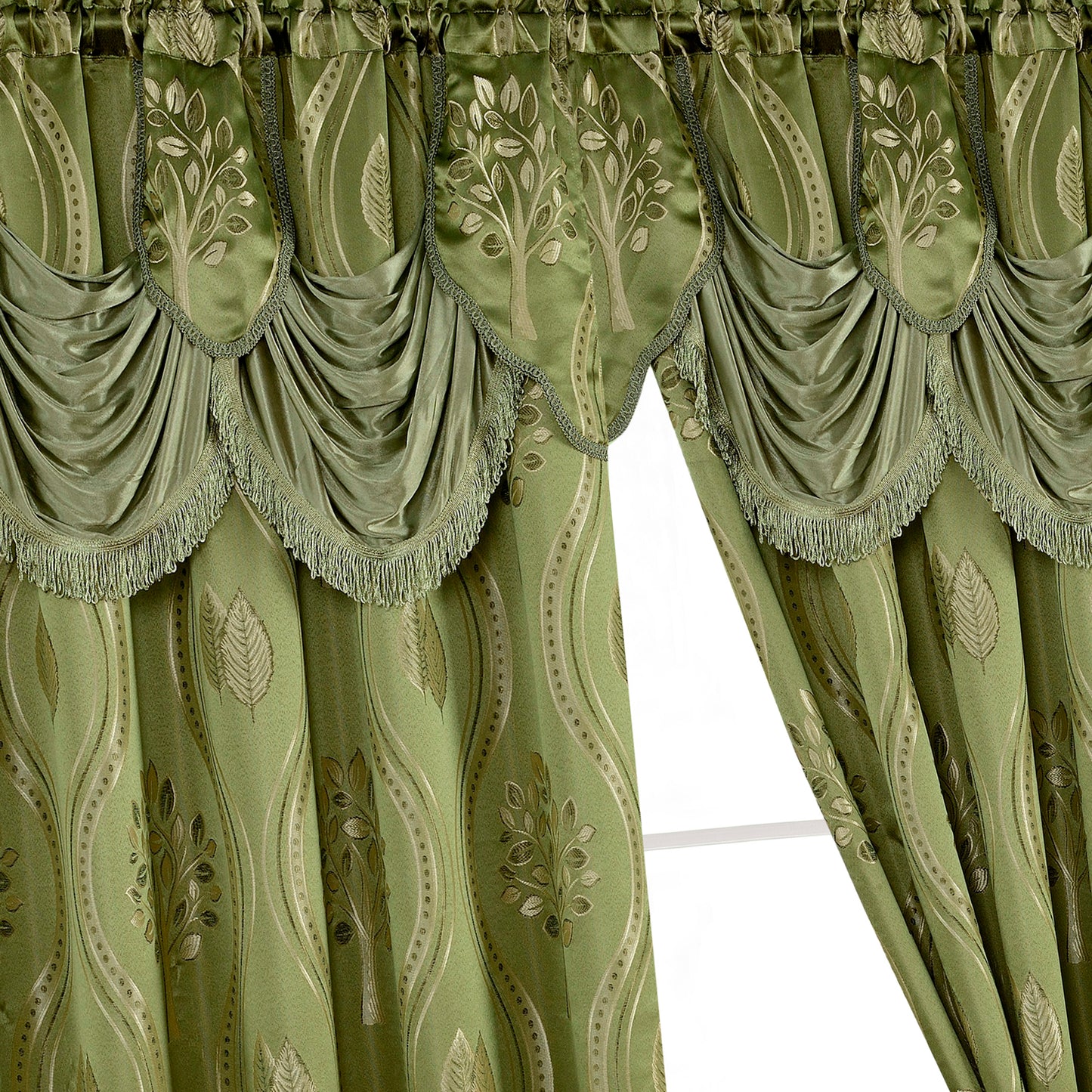 Elegant Comfort Set of 2 Aurora Curtain Panels- Attached Valance - Rod Pocket- 54" W x 84" L