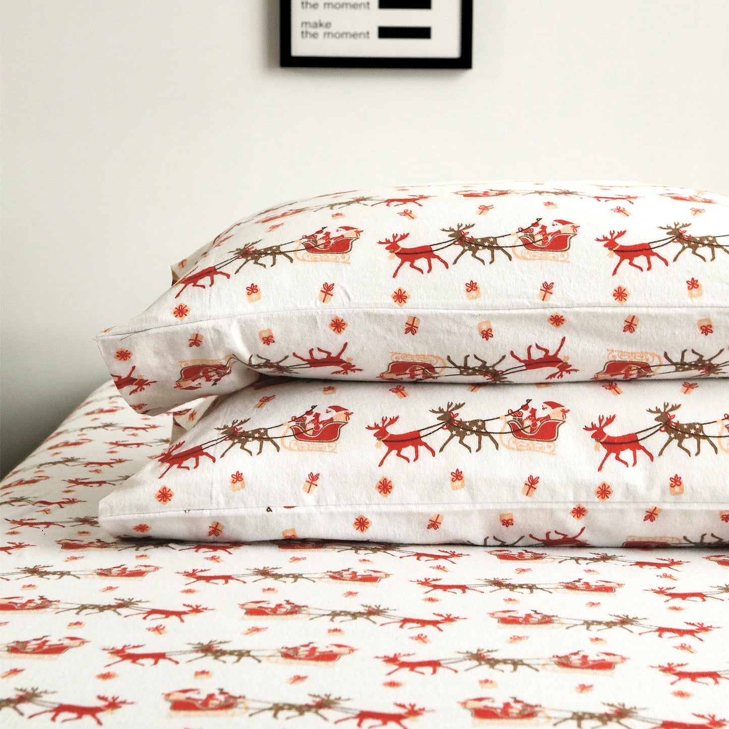 Elegant Comfort 4-Piece Holiday Cotton Flannel Sheet Set - 100% Turkish Cotton