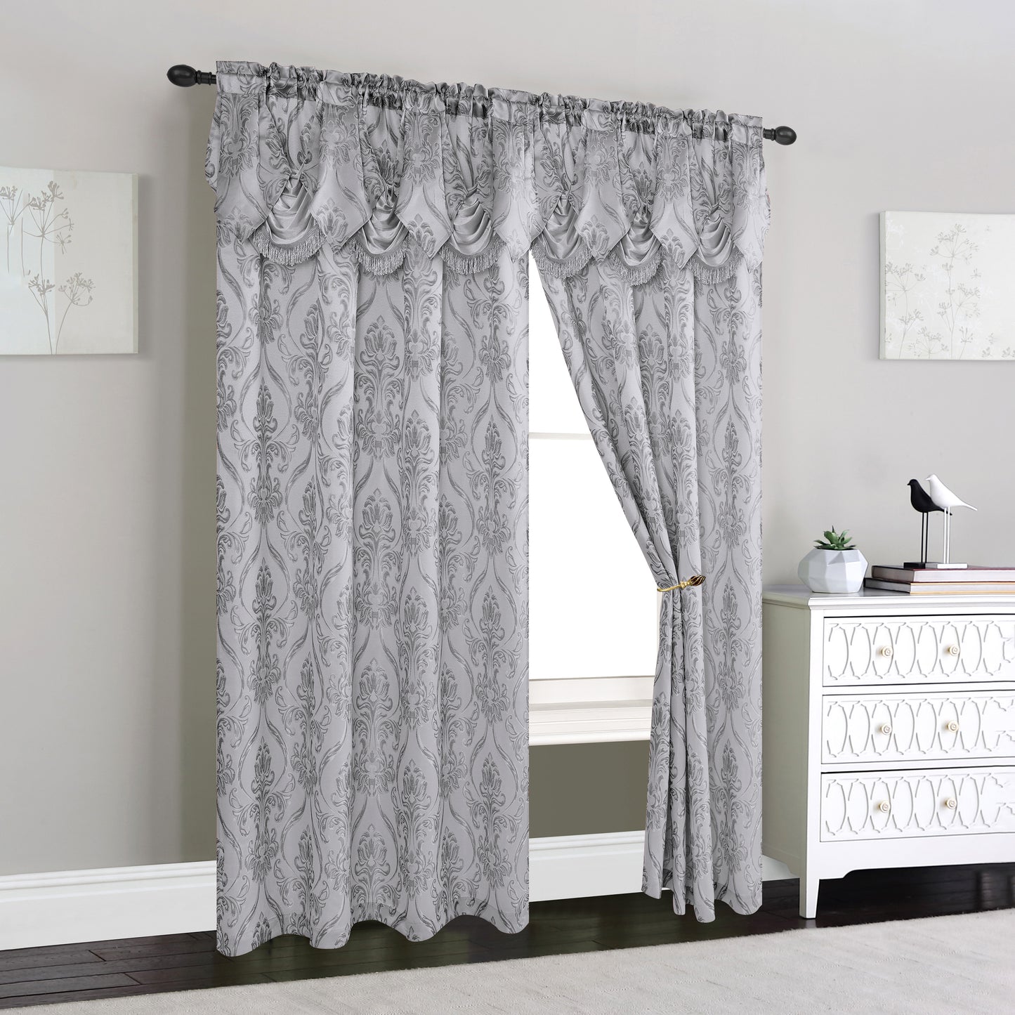Elegant Comfort Set of 2 Penelope Jacquard Look Curtain Panels - 54" W x 84" L