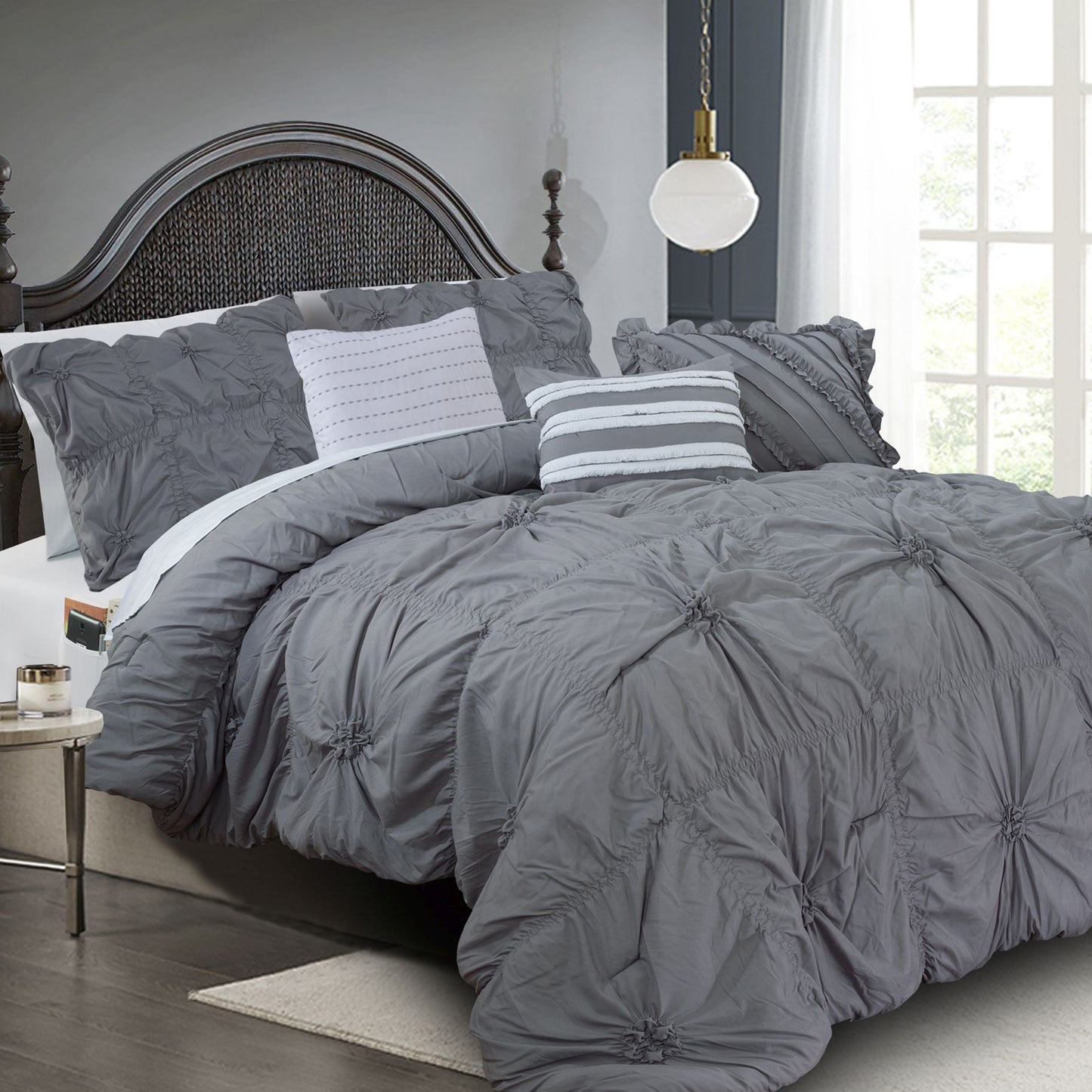 Elegant Comfort 12-Piece Amy Oversized Comforter Set - Includes 6-Piece Sheet Set with Double Sided Storage Pockets