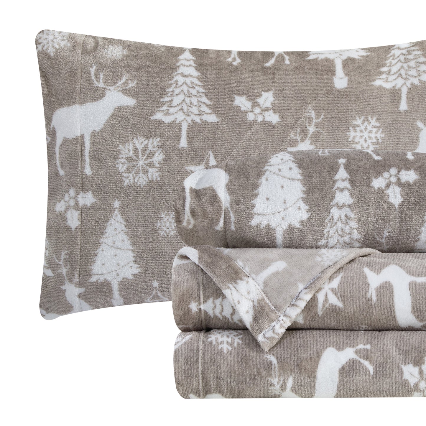 Elegant Comfort 4-Piece Holiday Christmas Velvet Plush Flannel Sheet Set