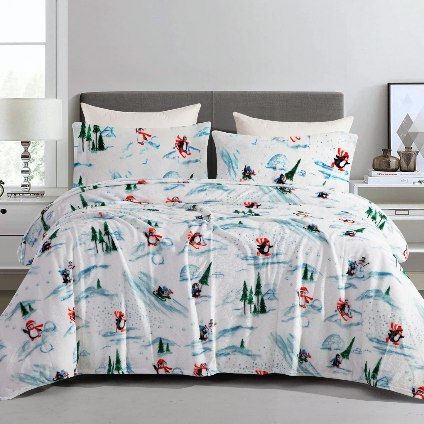 Elegant Comfort 4-Piece Holiday Christmas Velvet Plush Flannel Sheet Set