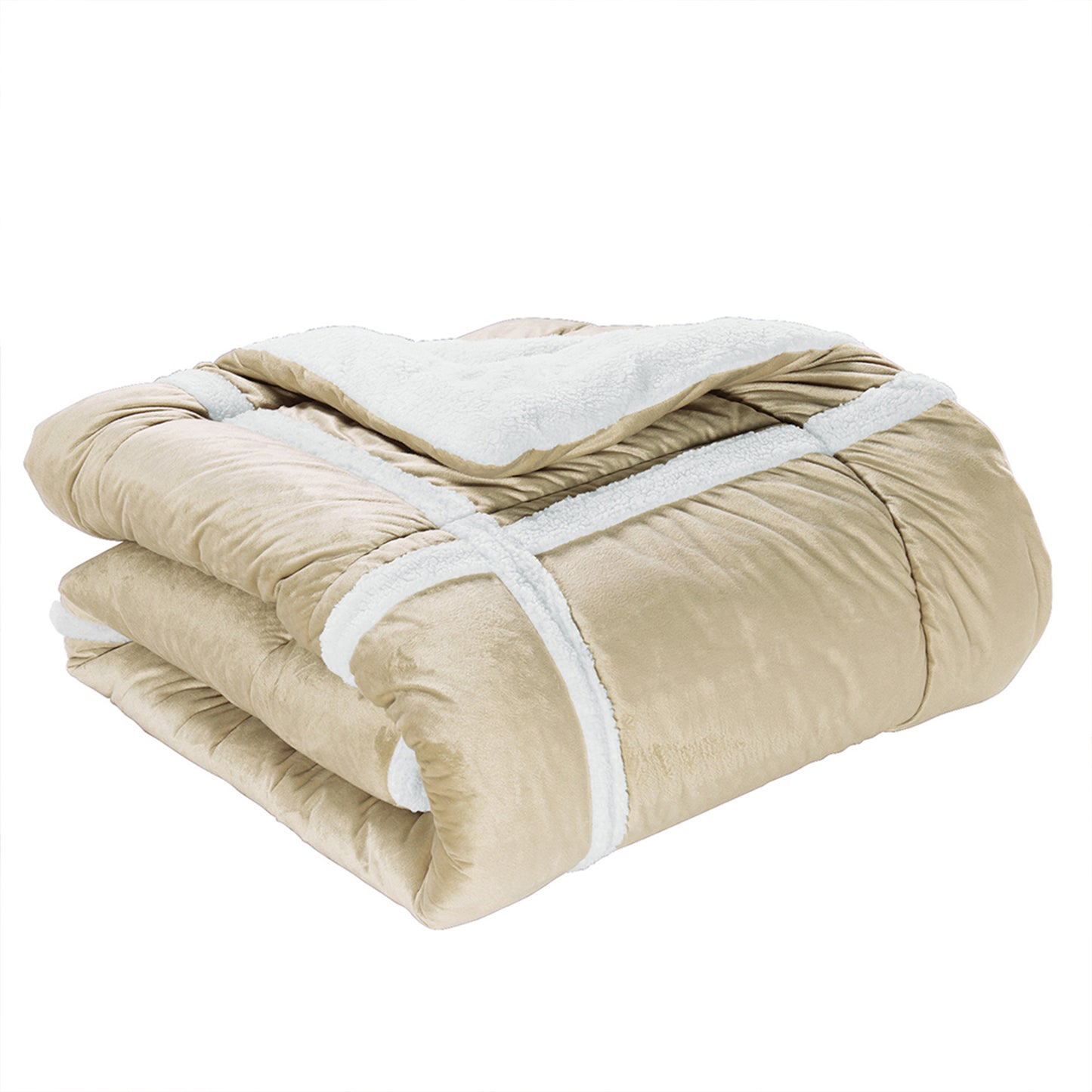 Elegant Comfort 3-Piece Stripe Micro-Suede Reversible Sherpa - Comforter Set