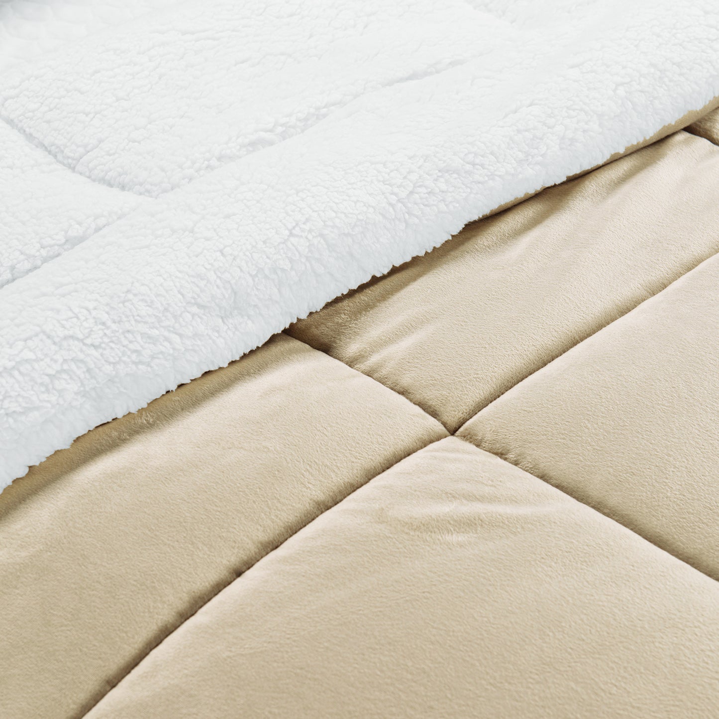 Elegant Comfort 3-Piece Stripe Micro-Suede Reversible Sherpa - Comforter Set
